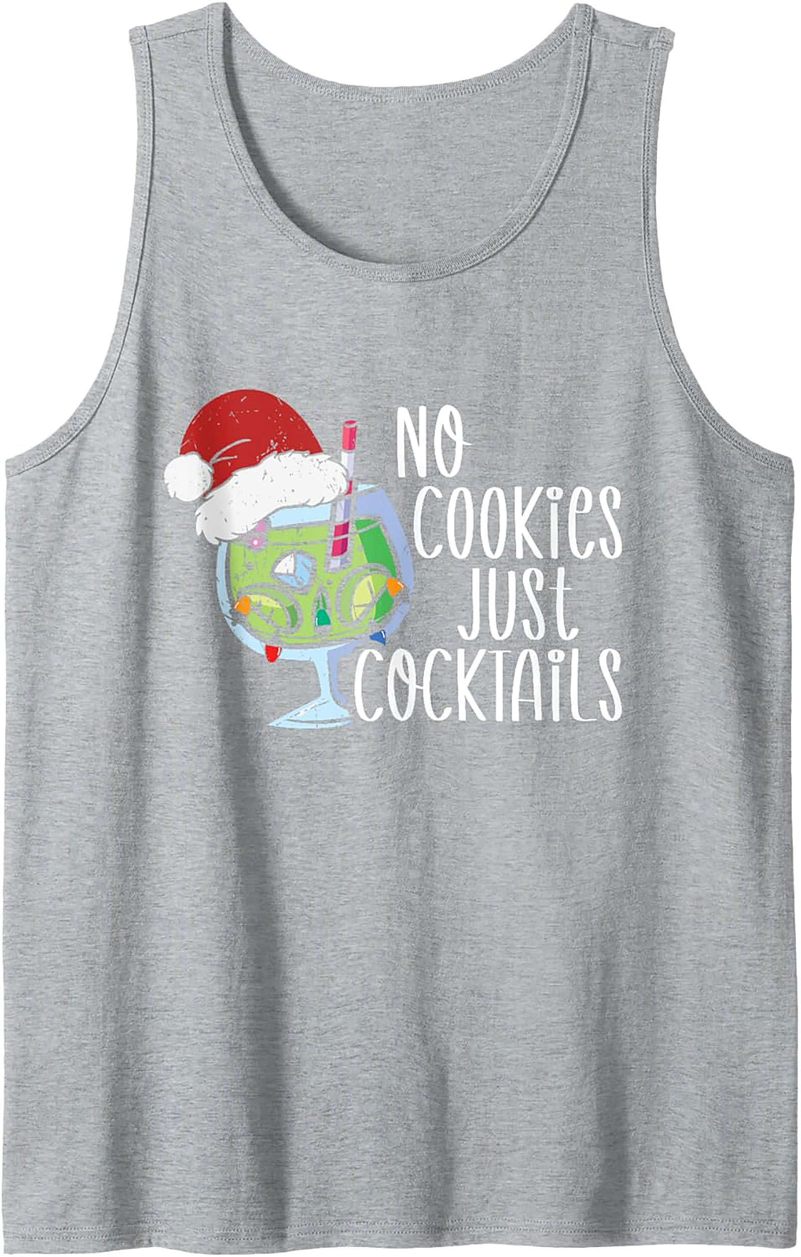 No Cookies Just Cocktails Graphic Tank Funny Christmas Shirt