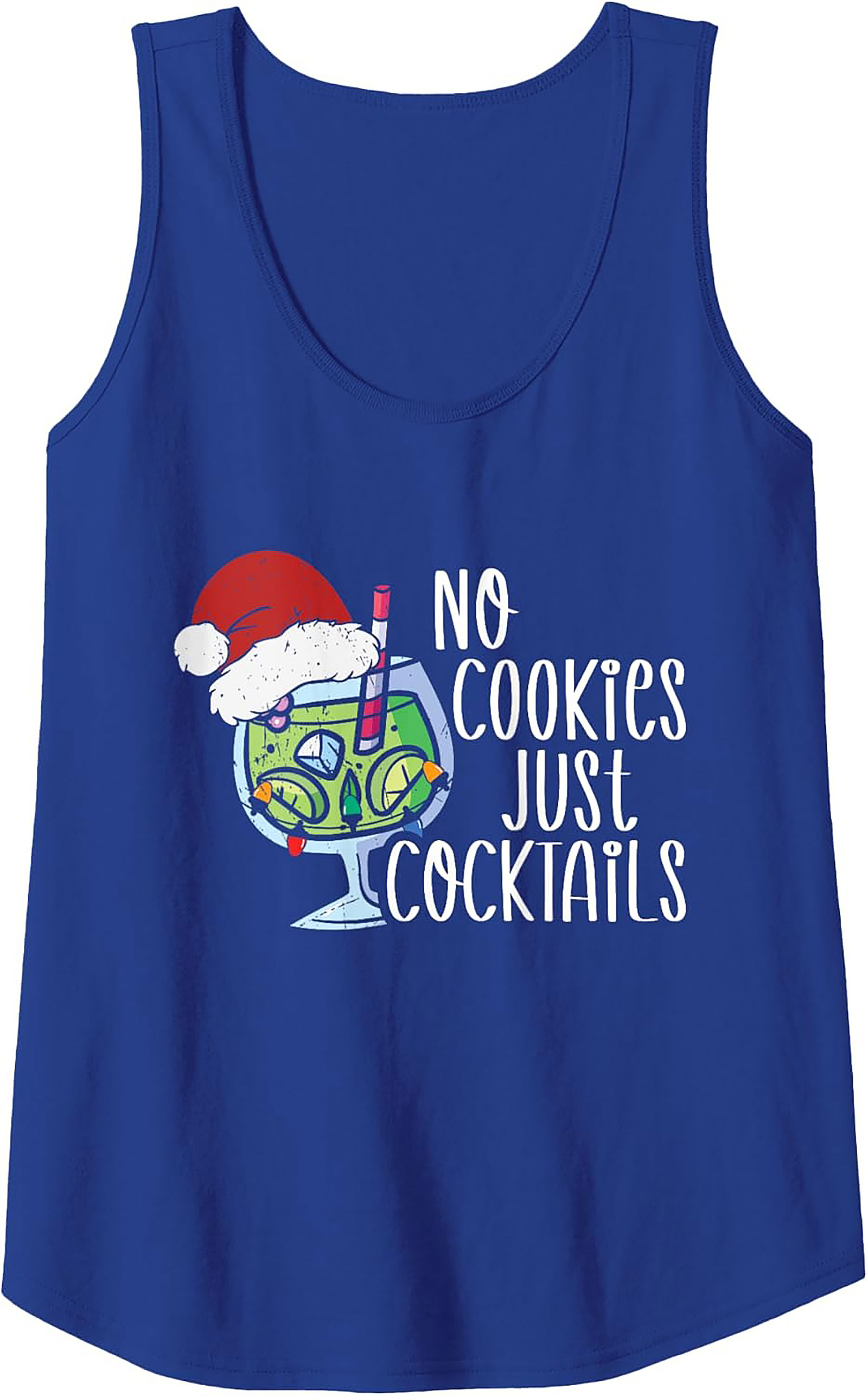 No Cookies Just Cocktails Graphic Tank Funny Christmas Shirt