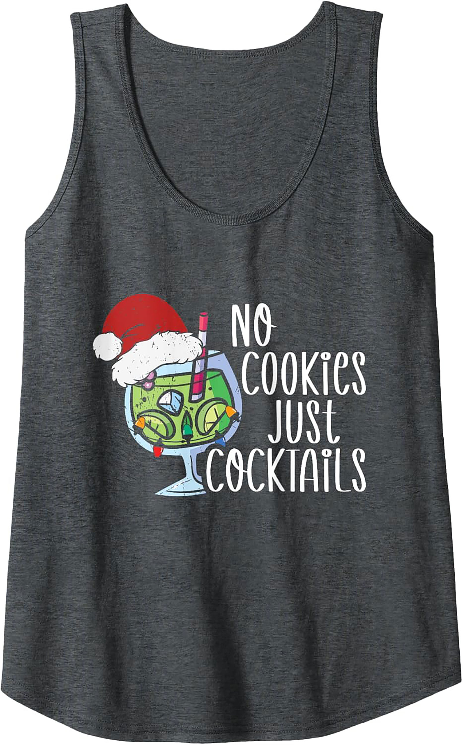 No Cookies Just Cocktails Graphic Tank Funny Christmas Shirt