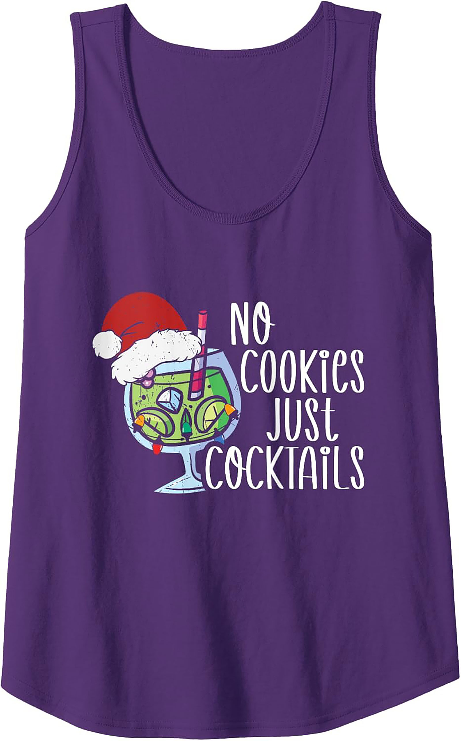 No Cookies Just Cocktails Graphic Tank Funny Christmas Shirt