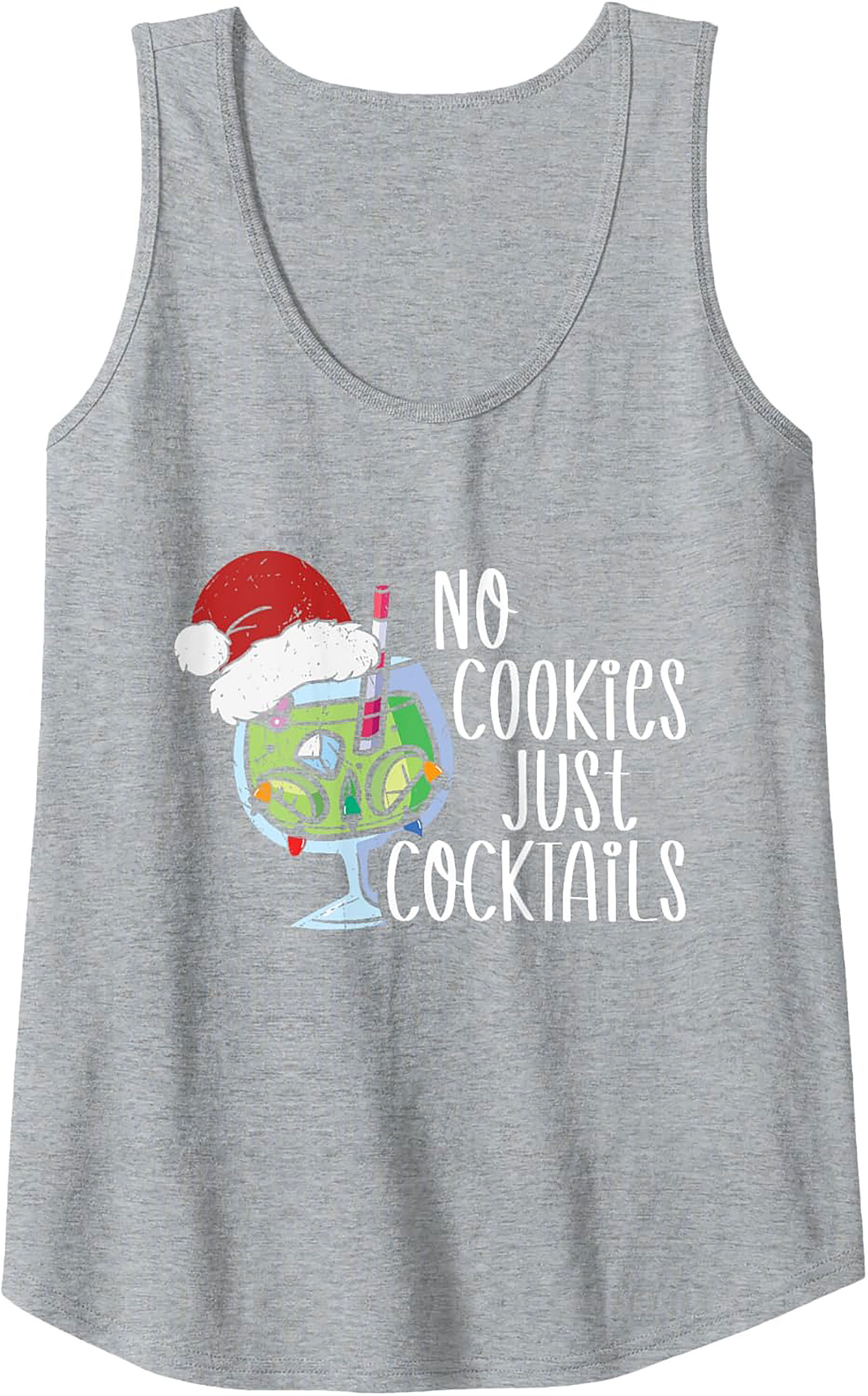 No Cookies Just Cocktails Graphic Tank Funny Christmas Shirt