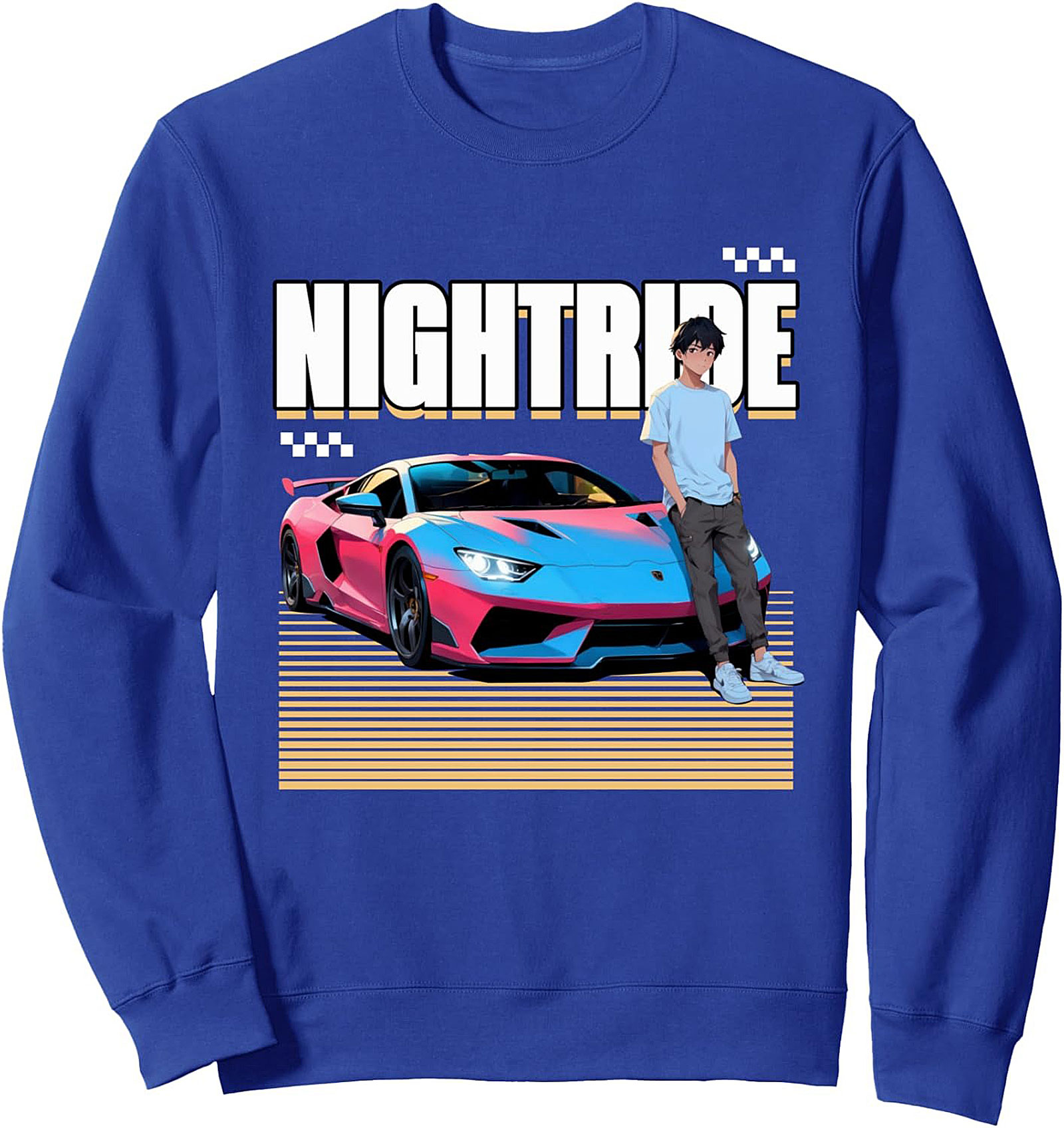 Night Ride Supercar JDM Graphic Sweatshirt Cozy Crewneck