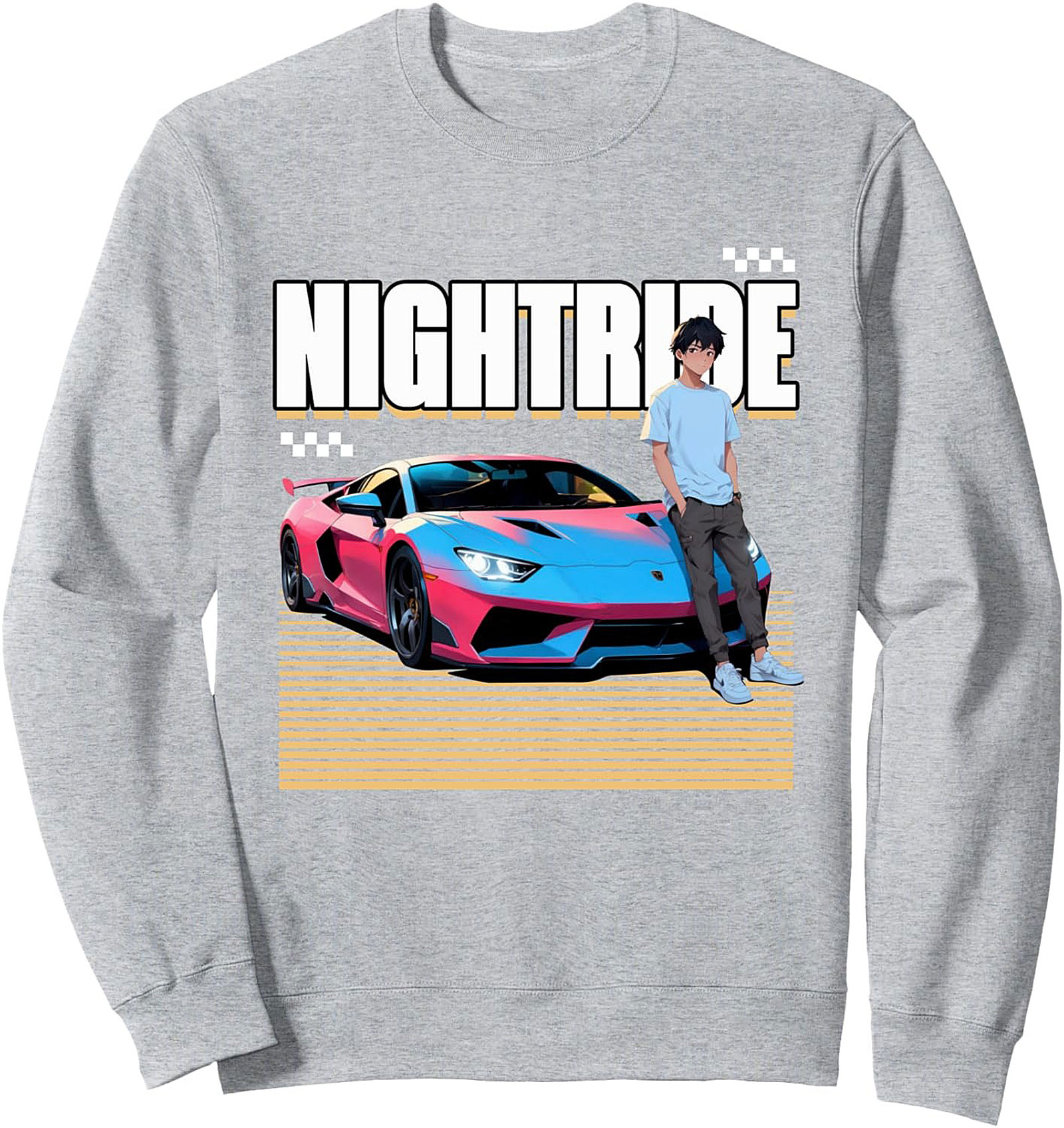 Night Ride Supercar JDM Graphic Sweatshirt Cozy Crewneck