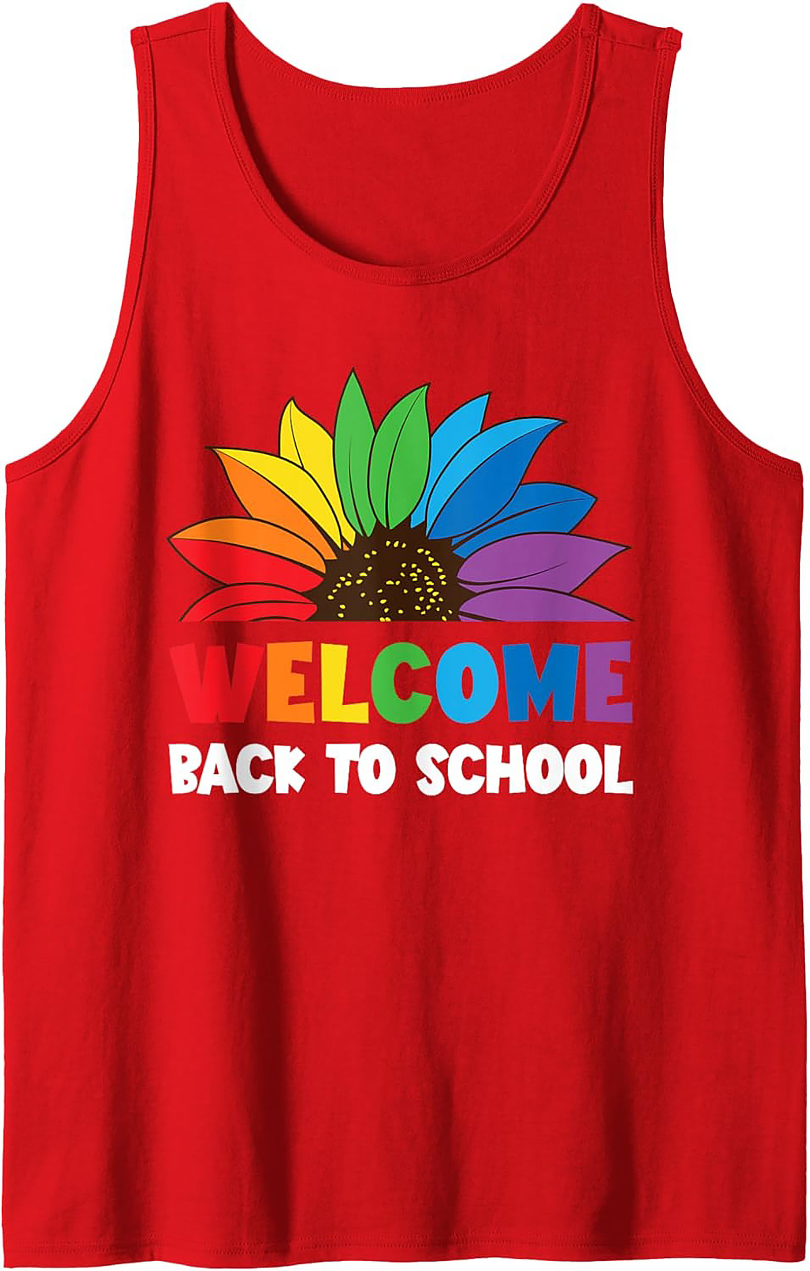 Welcome Back To School Rainbow Sunflower Graphic Tank Top