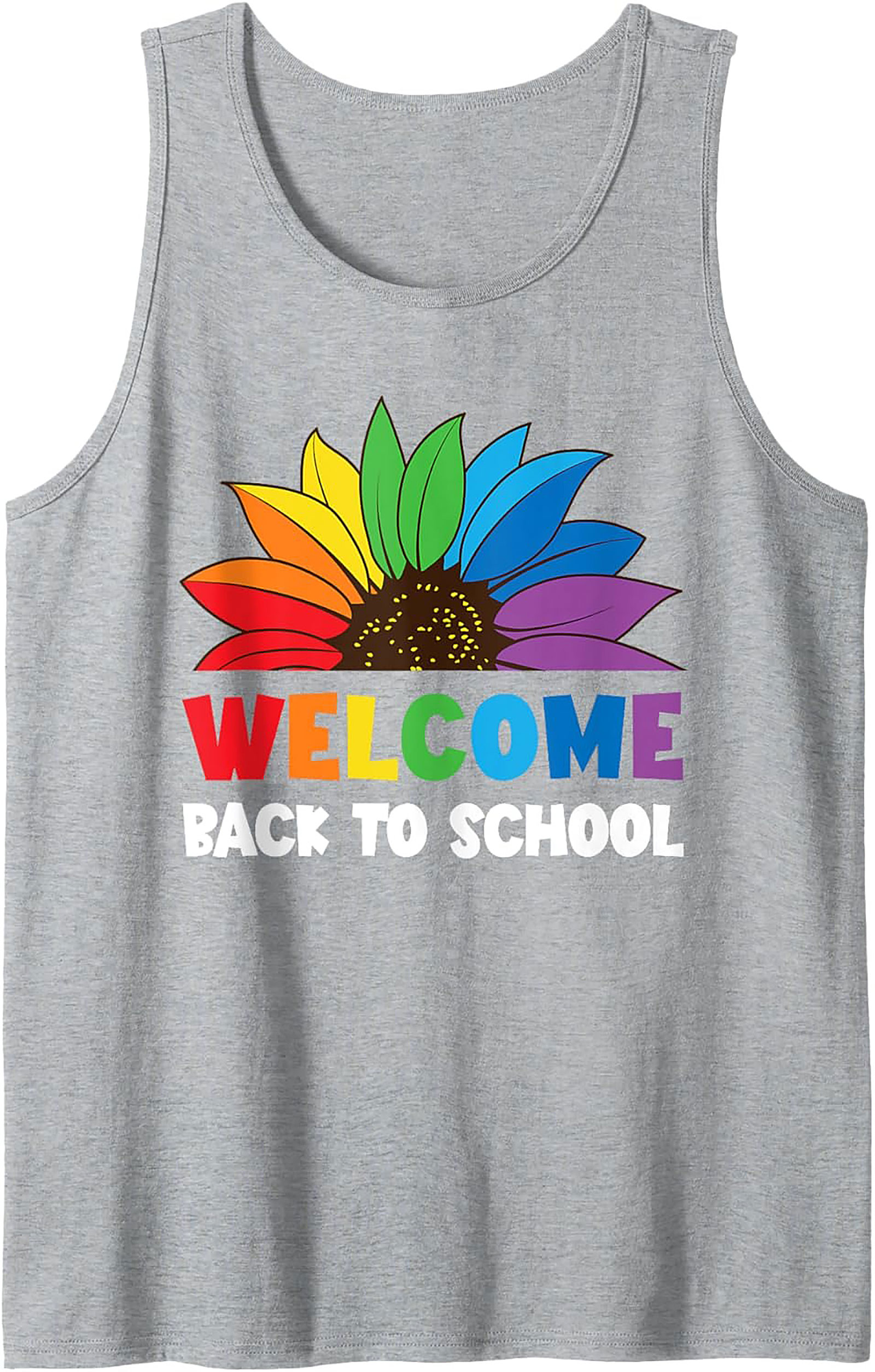 Welcome Back To School Rainbow Sunflower Graphic Tank Top