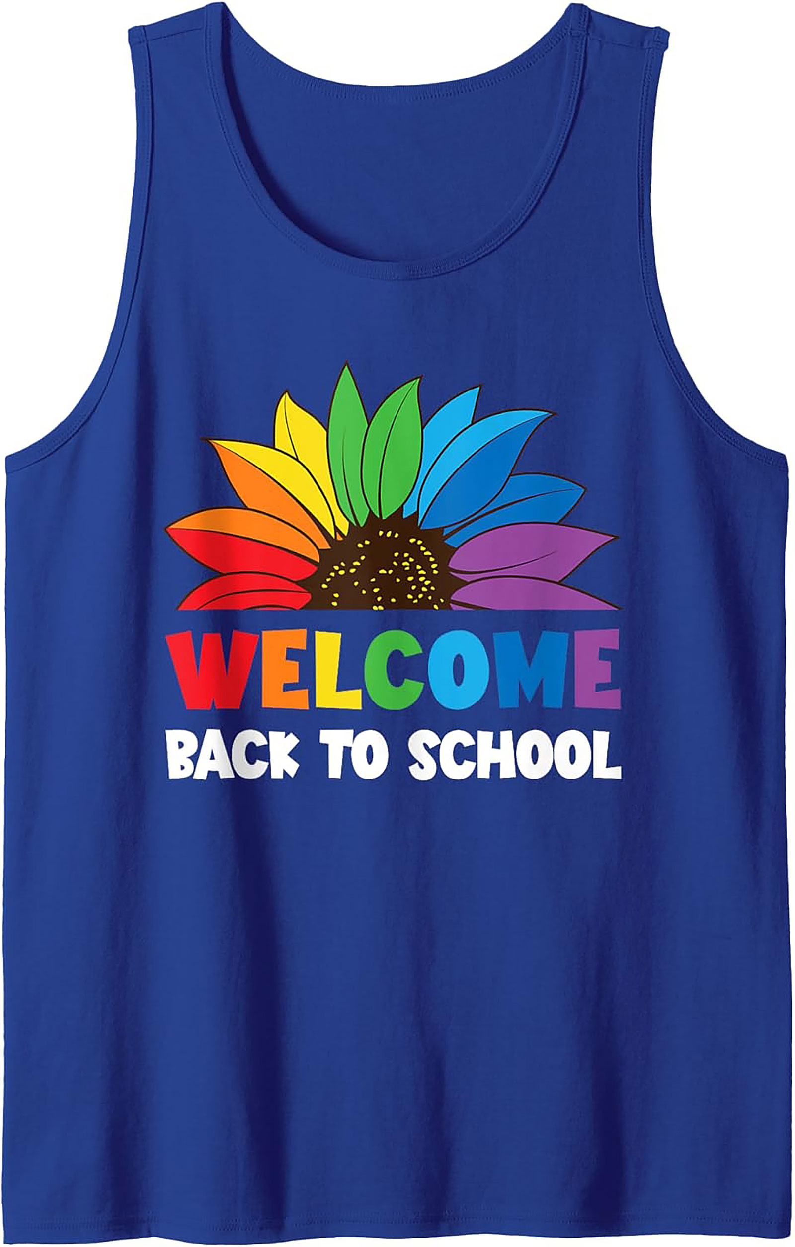 Welcome Back To School Rainbow Sunflower Graphic Tank Top
