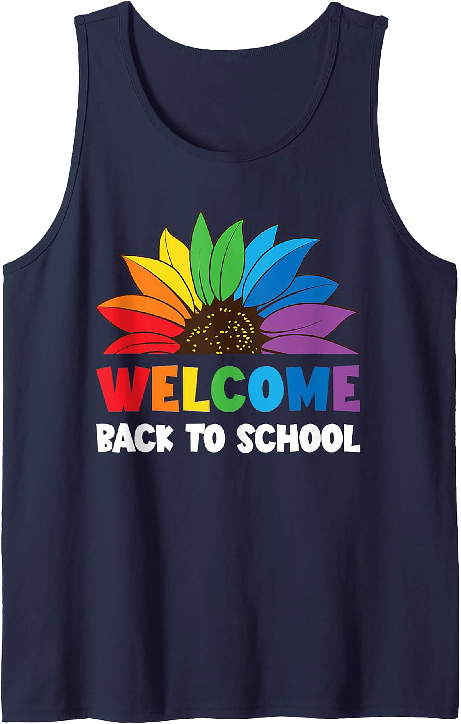 Welcome Back To School Rainbow Sunflower Graphic Tank Top