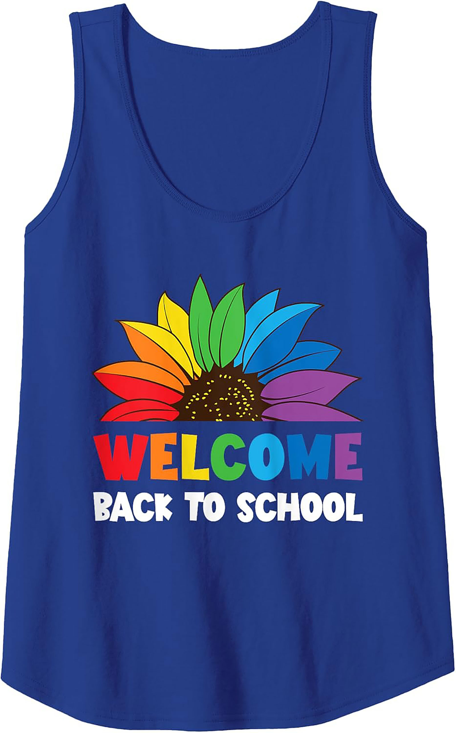 Welcome Back To School Rainbow Sunflower Graphic Tank Top