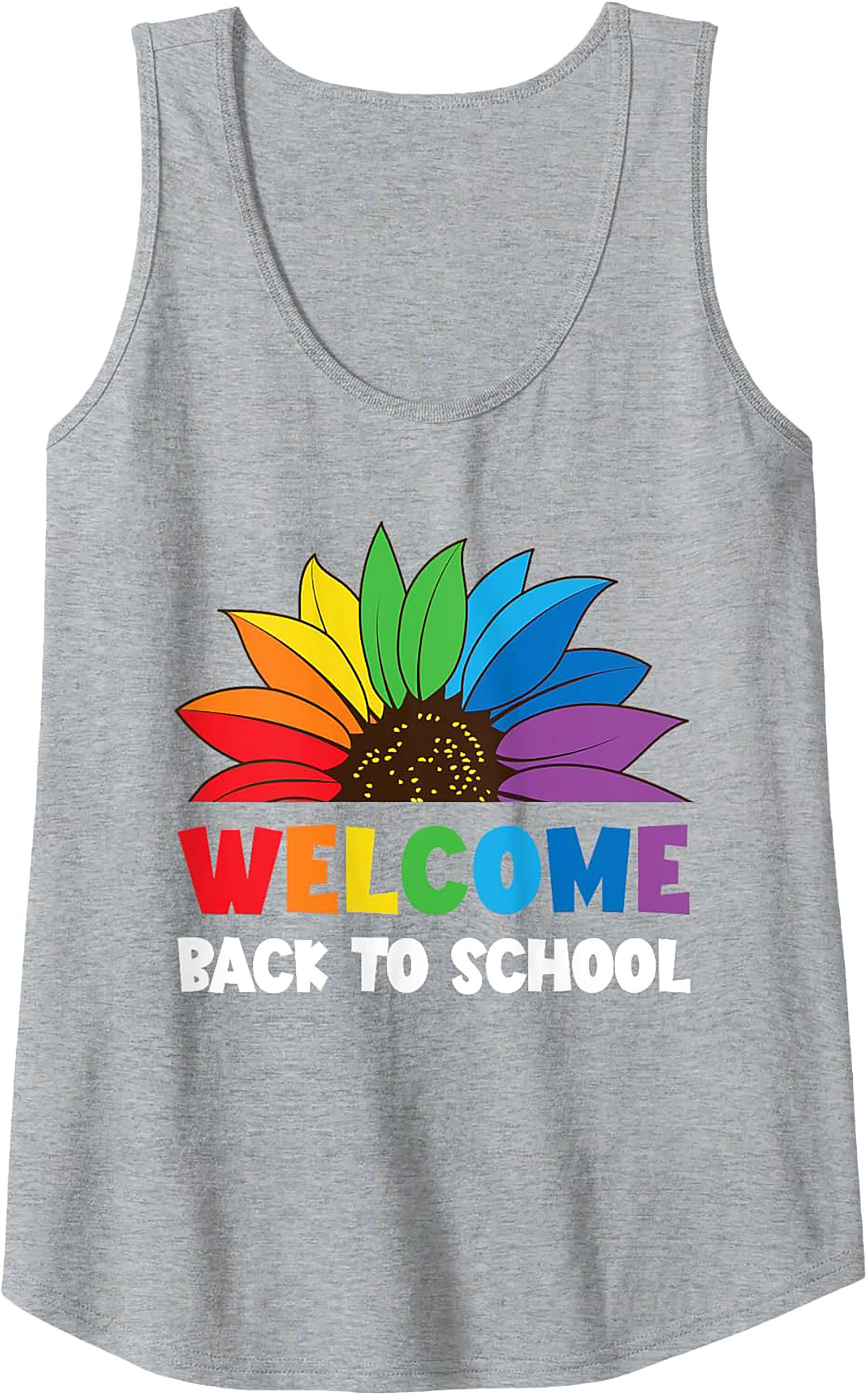 Welcome Back To School Rainbow Sunflower Graphic Tank Top
