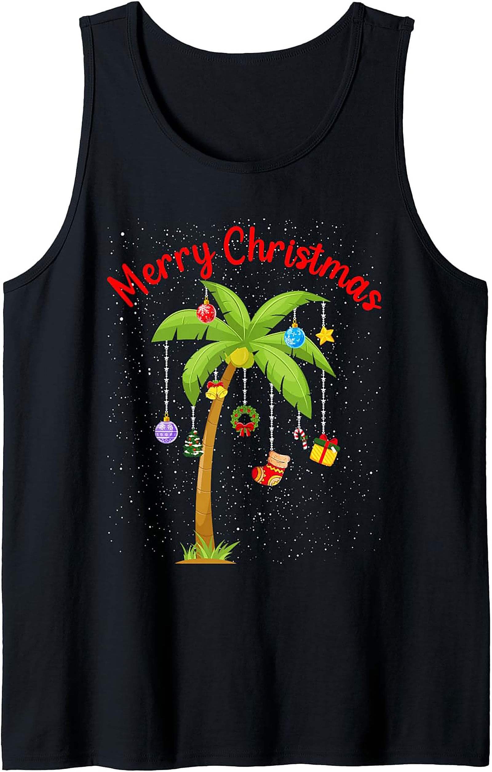 Tropical Christmas Tank Top Holiday Palm Tree Sleeveless