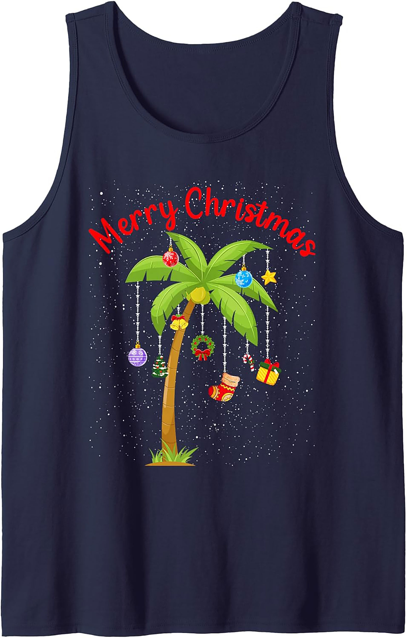Tropical Christmas Tank Top Holiday Palm Tree Sleeveless