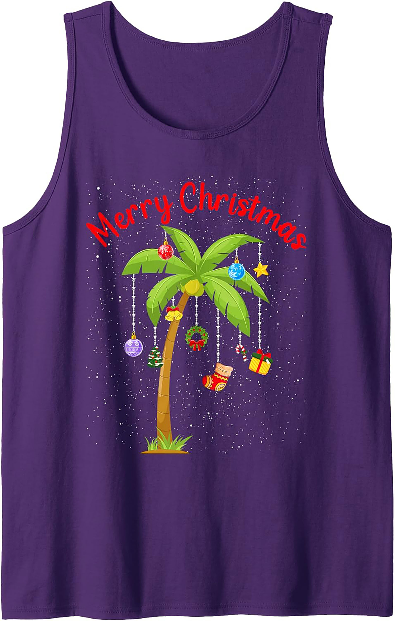 Tropical Christmas Tank Top Holiday Palm Tree Sleeveless