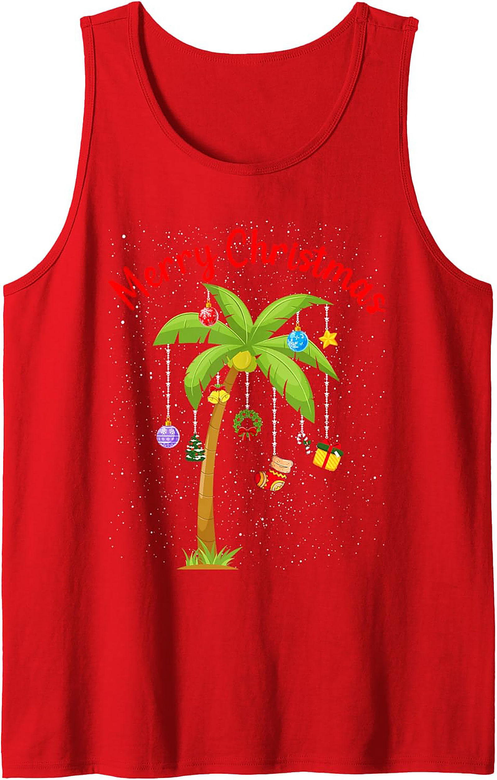 Tropical Christmas Tank Top Holiday Palm Tree Sleeveless
