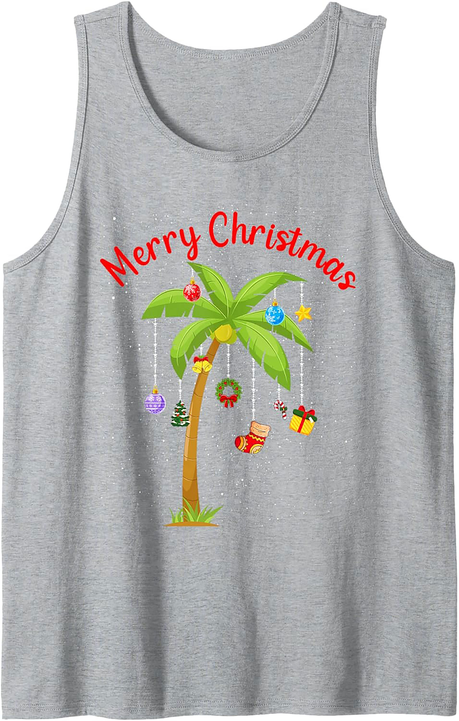 Tropical Christmas Tank Top Holiday Palm Tree Sleeveless