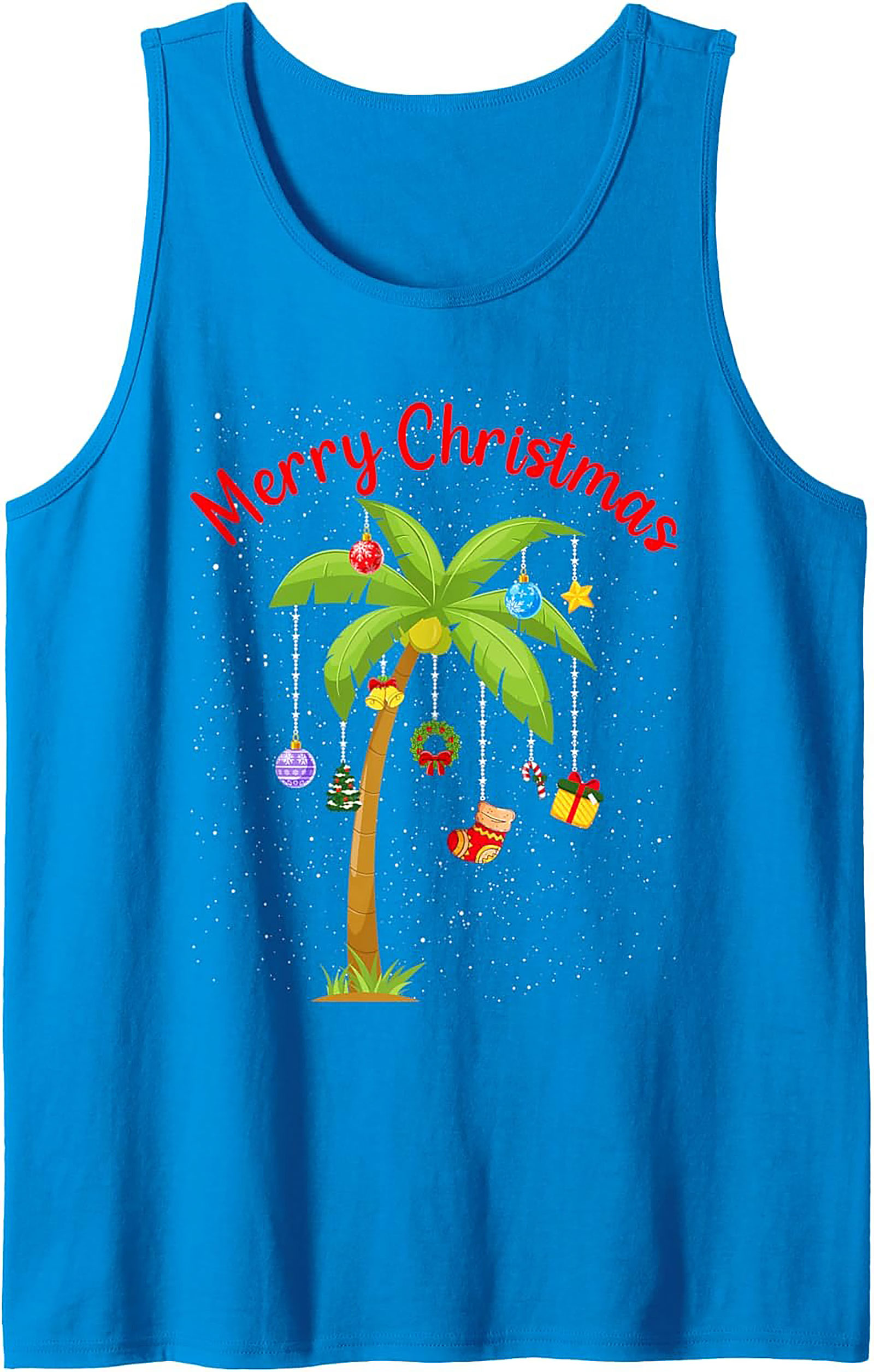 Tropical Christmas Tank Top Holiday Palm Tree Sleeveless