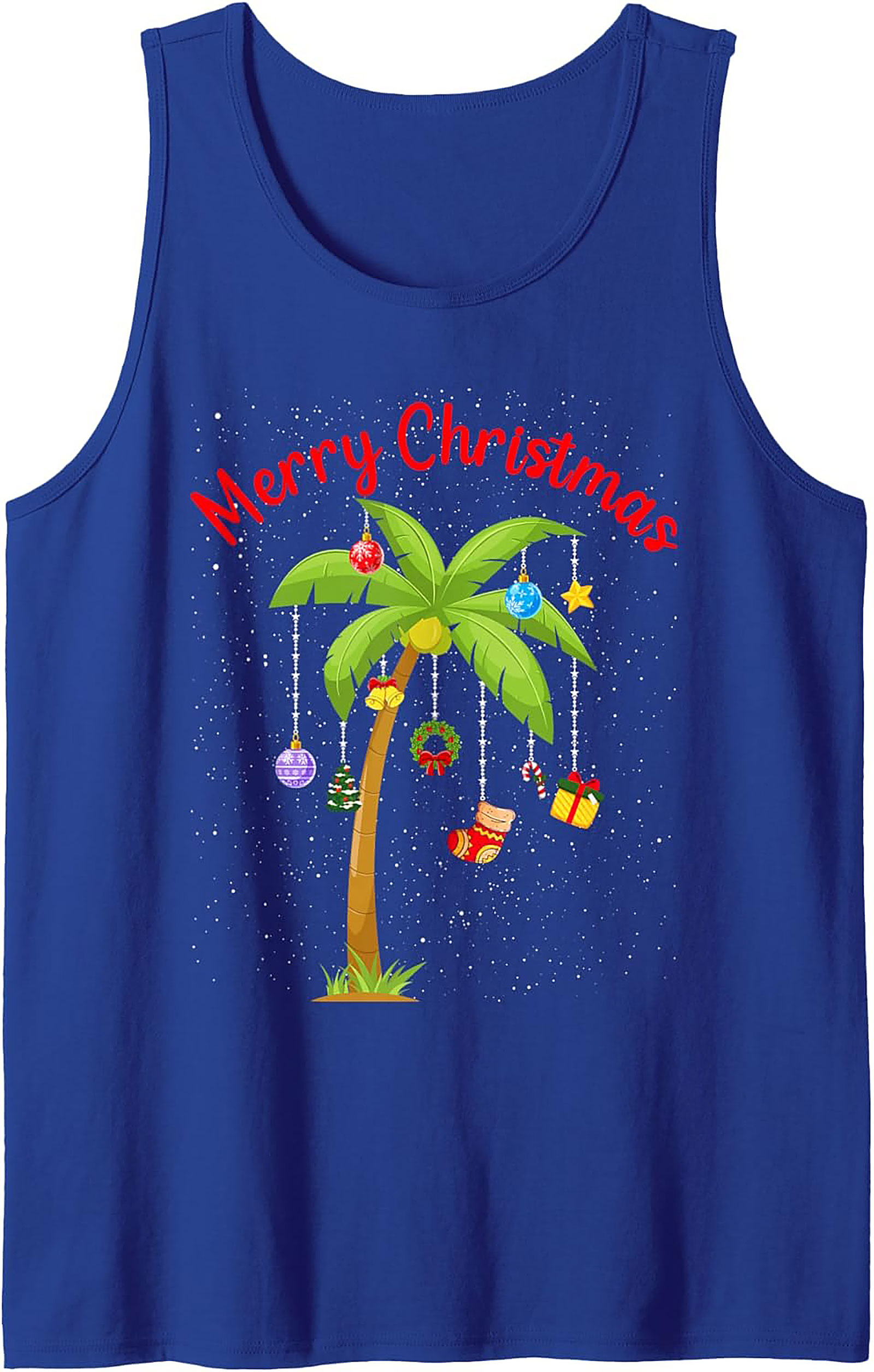 Tropical Christmas Tank Top Holiday Palm Tree Sleeveless