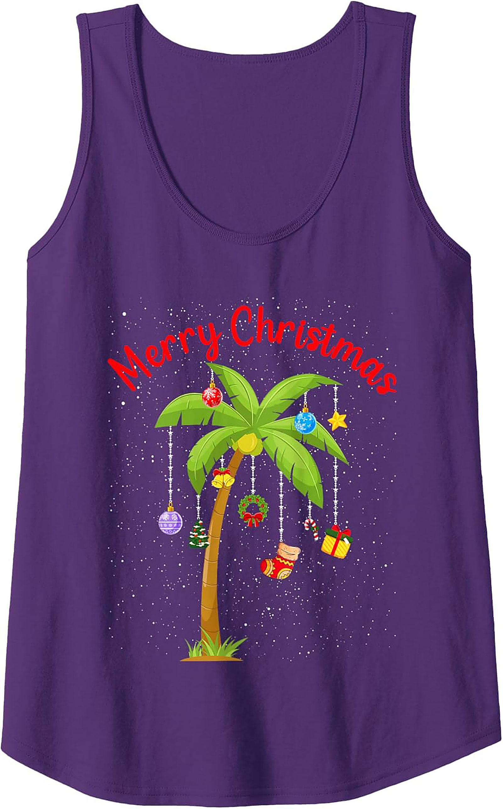 Tropical Christmas Tank Top Holiday Palm Tree Sleeveless