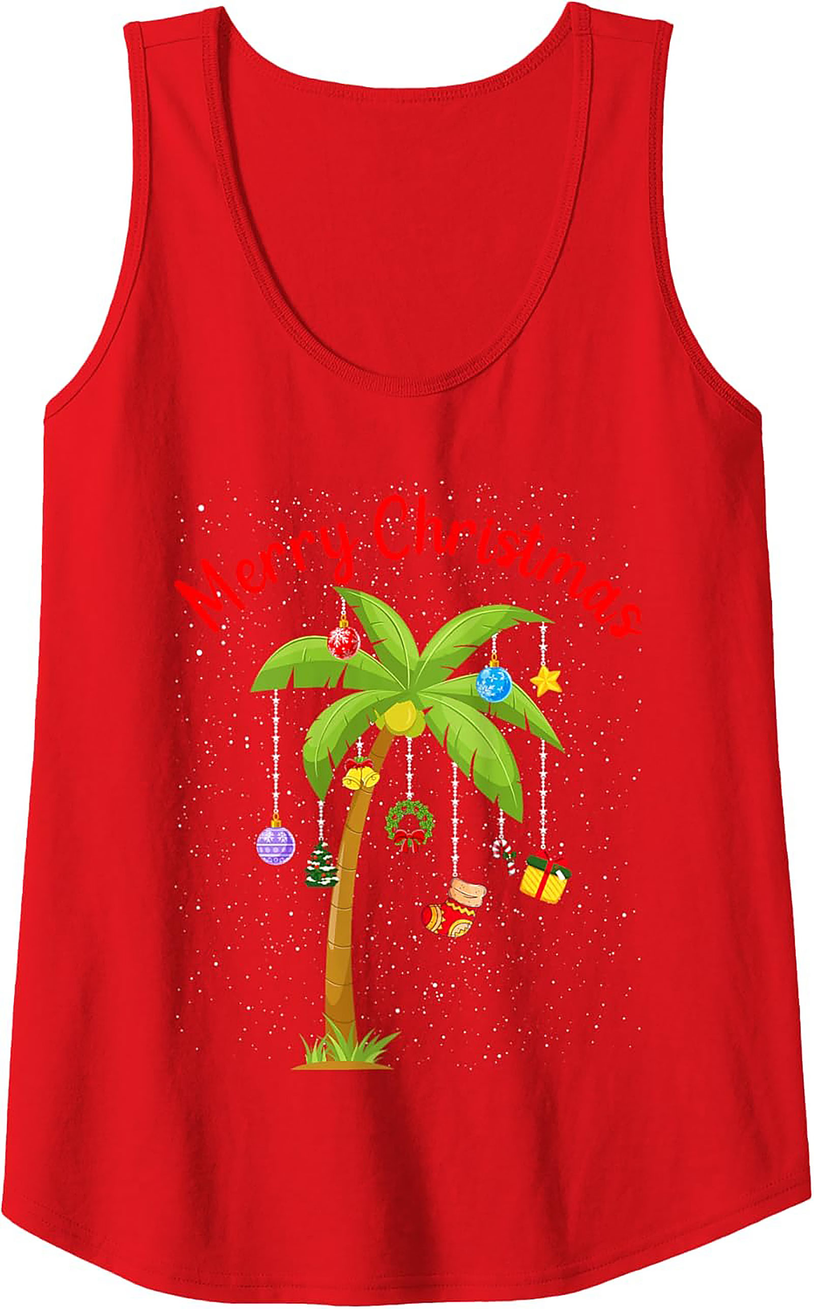 Tropical Christmas Tank Top Holiday Palm Tree Sleeveless