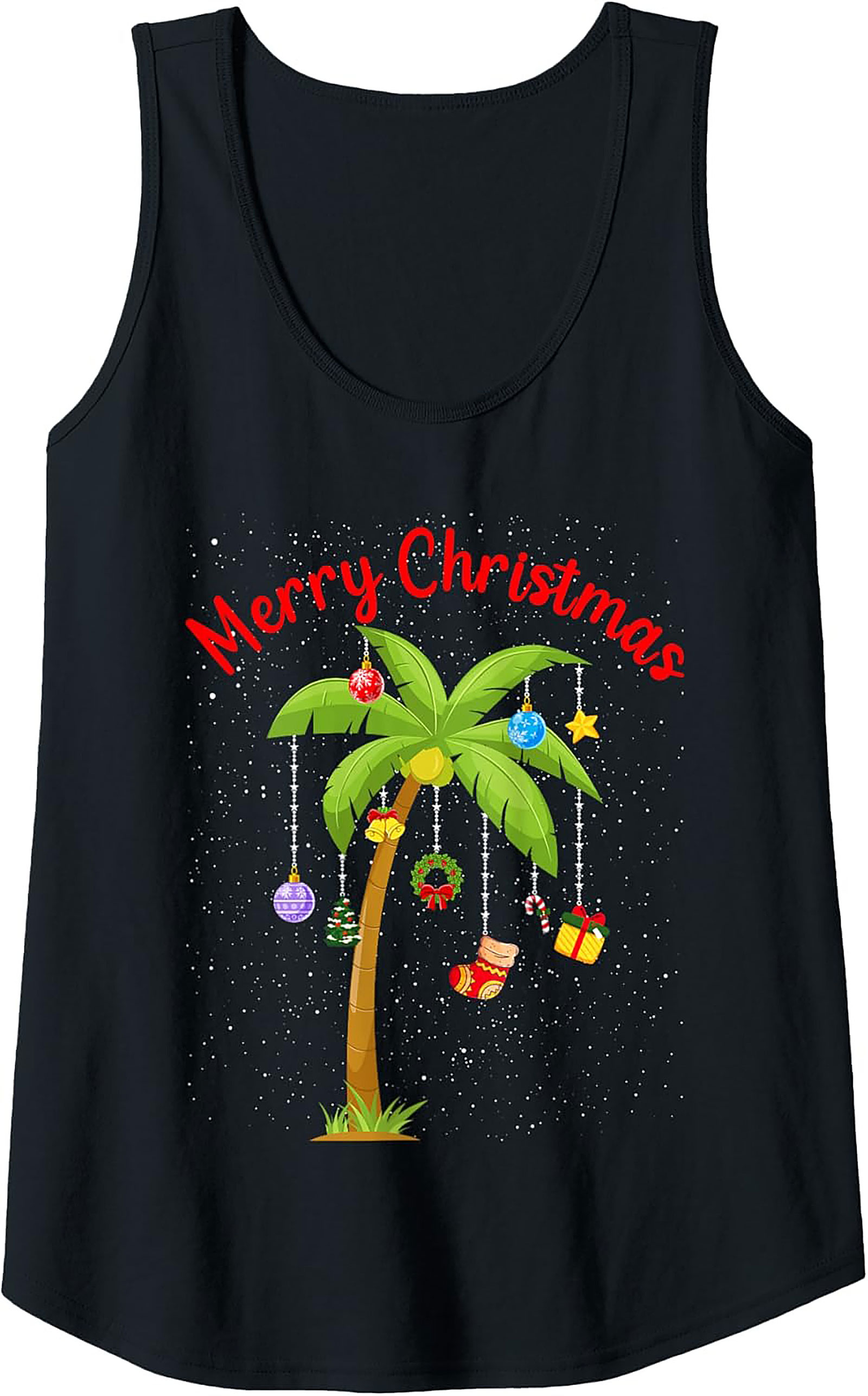Tropical Christmas Tank Top Holiday Palm Tree Sleeveless