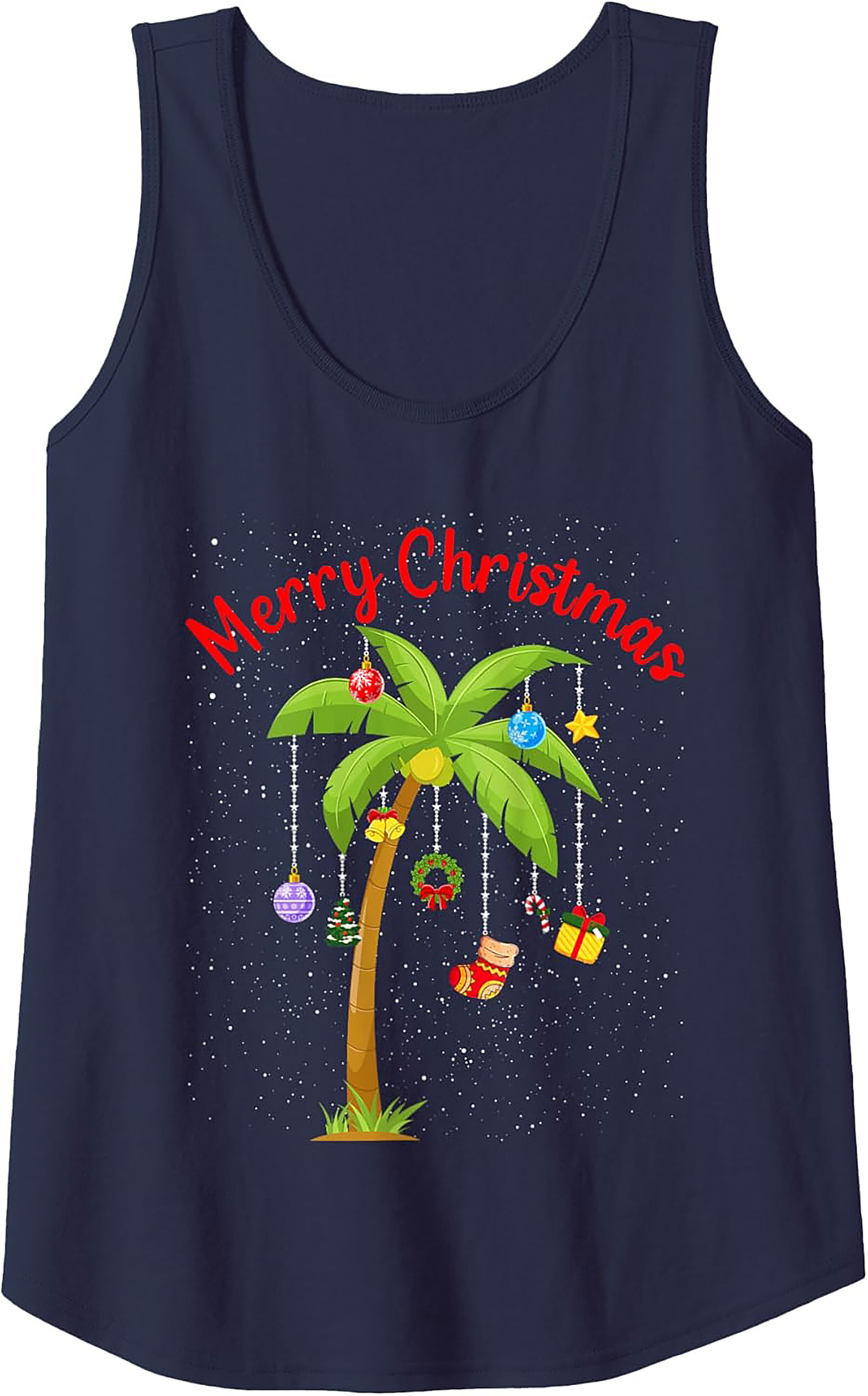 Tropical Christmas Tank Top Holiday Palm Tree Sleeveless