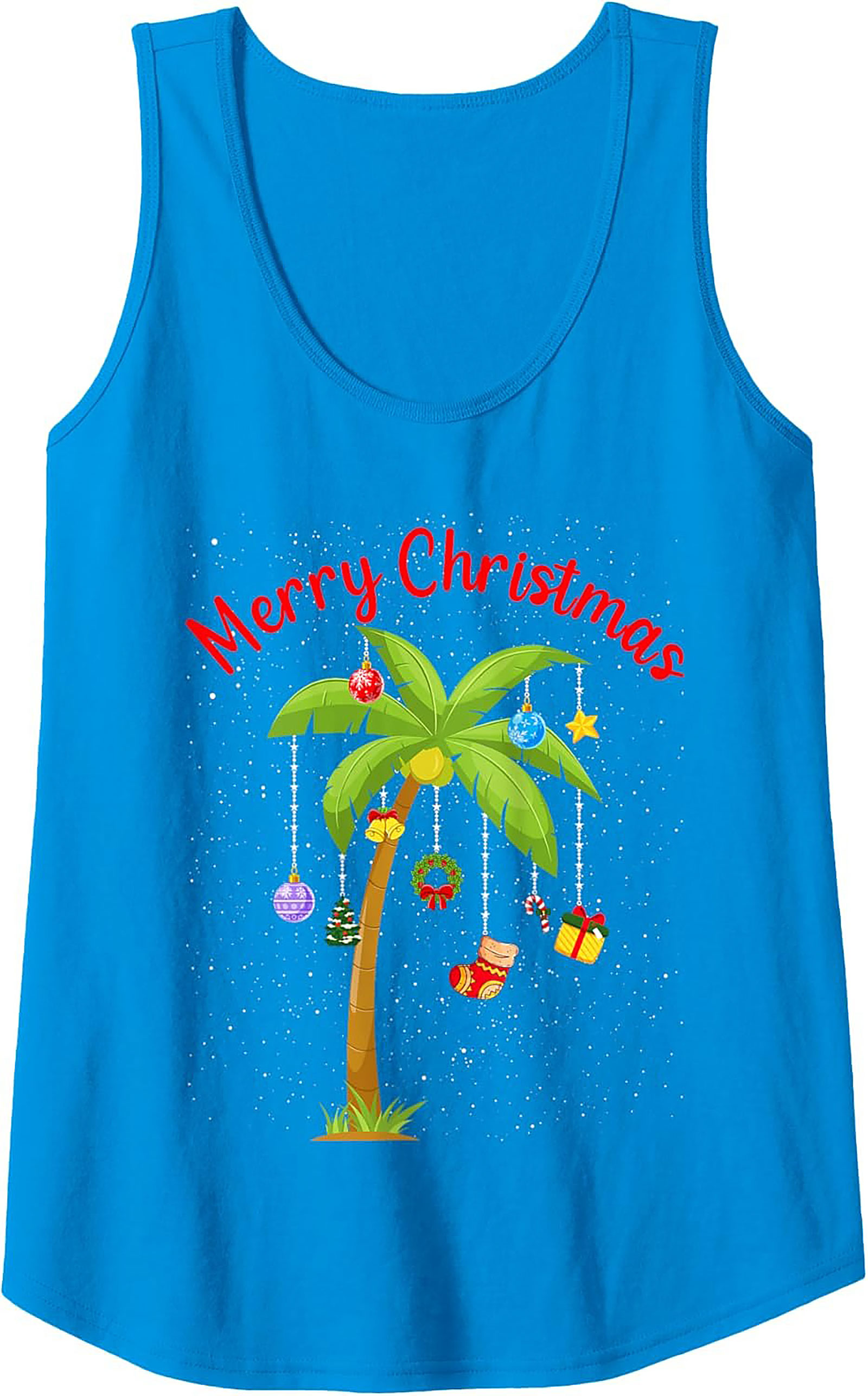 Tropical Christmas Tank Top Holiday Palm Tree Sleeveless