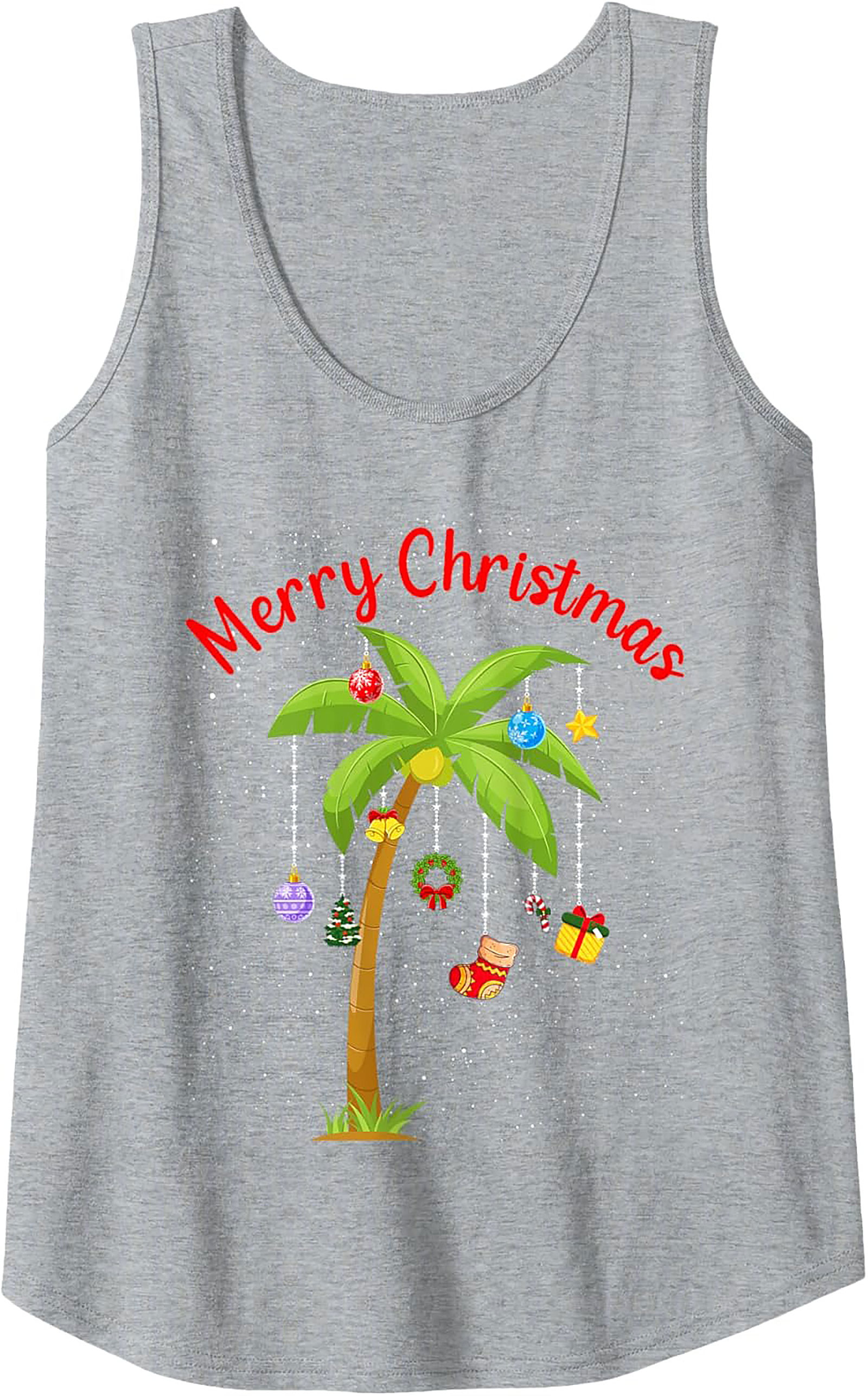 Tropical Christmas Tank Top Holiday Palm Tree Sleeveless