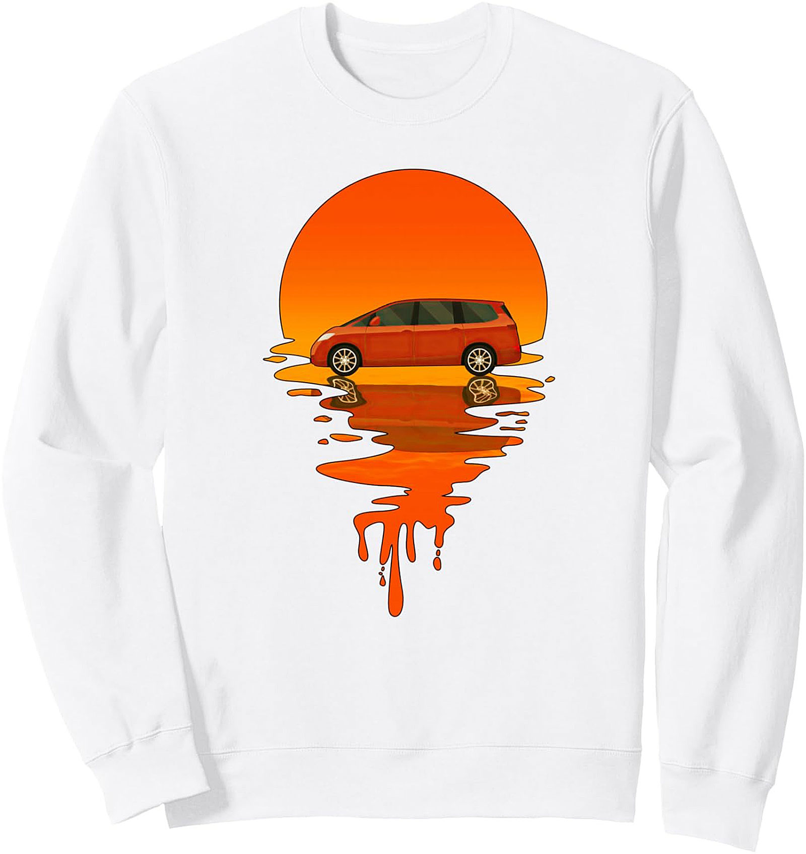 Minivan Crewneck Sweatshirt JDM Vaporwave Graphic
