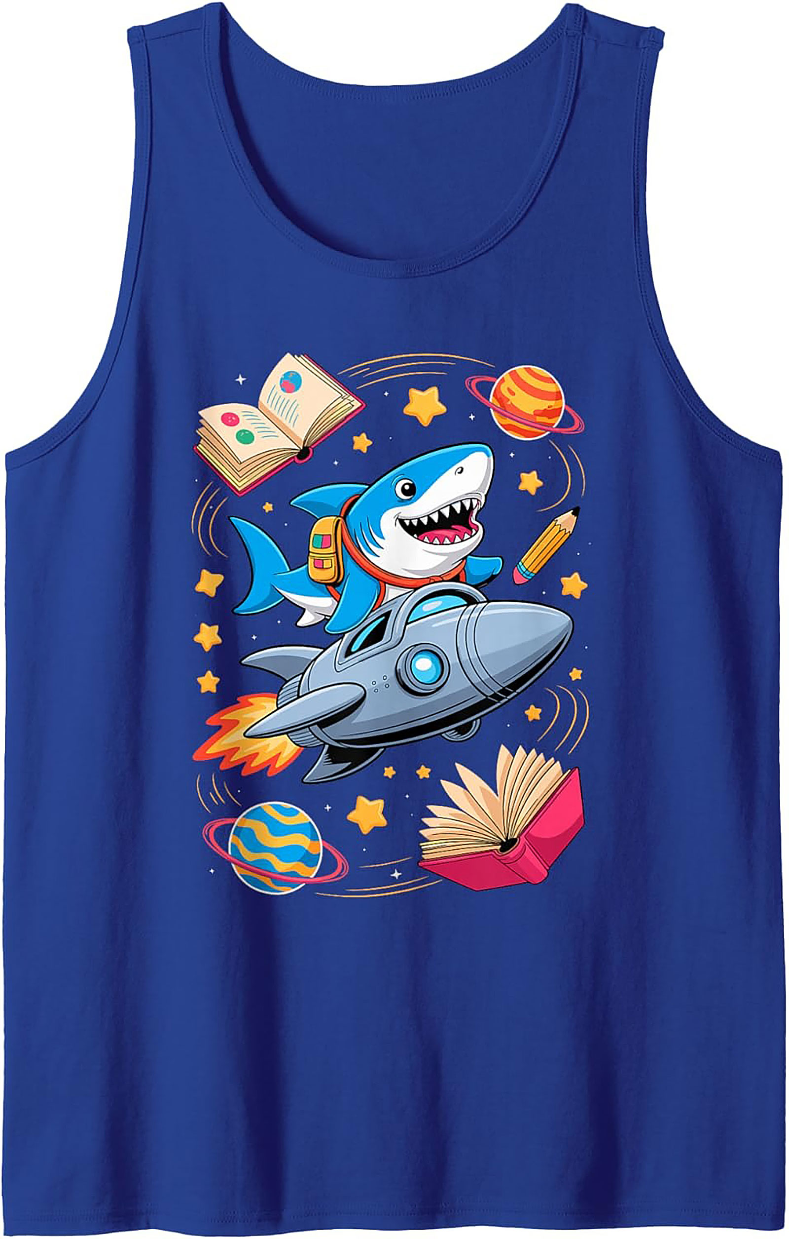 Smart Shark Astronaut Graphic Tank Top – Ready for School Space Adventure