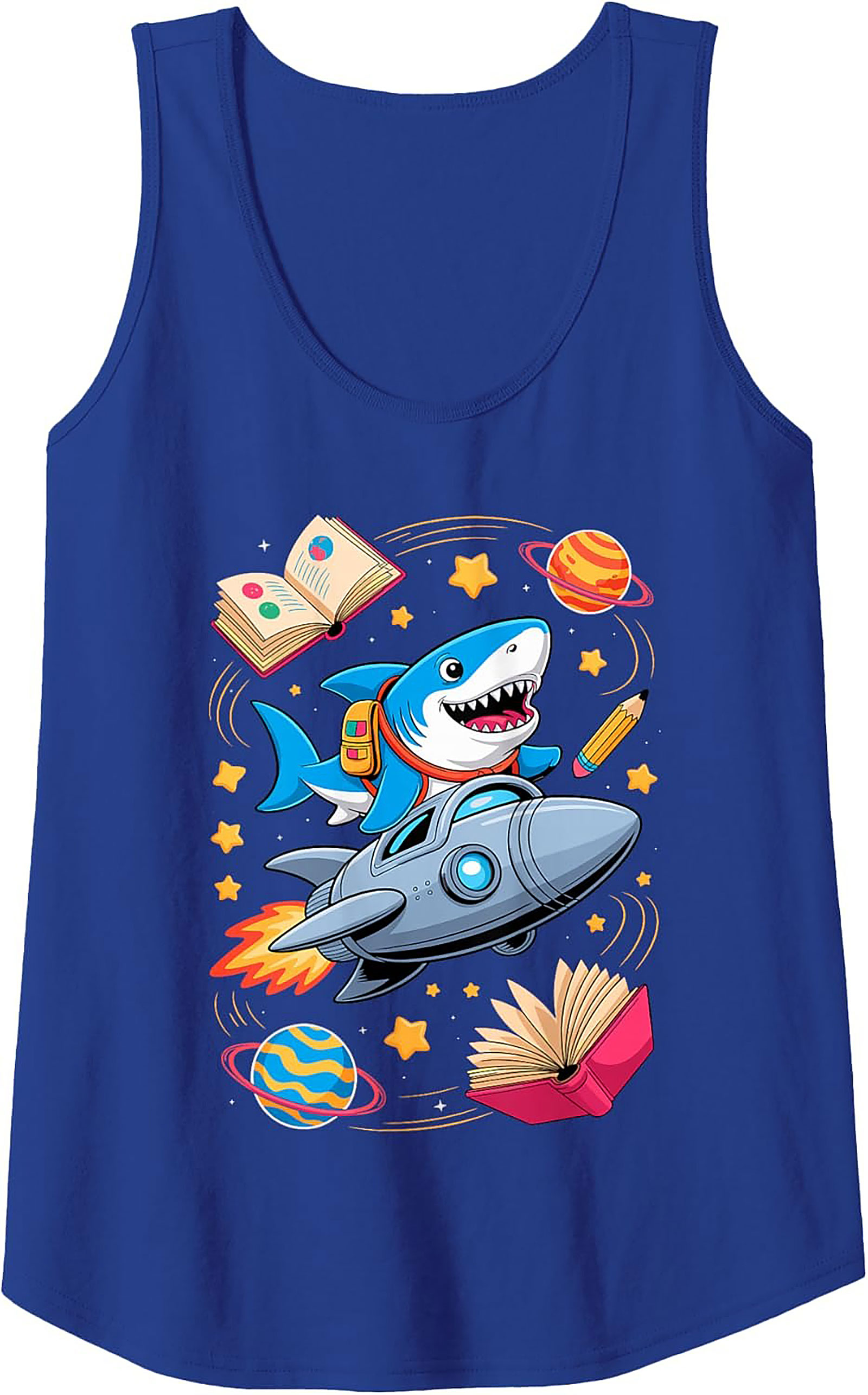 Smart Shark Astronaut Graphic Tank Top – Ready for School Space Adventure