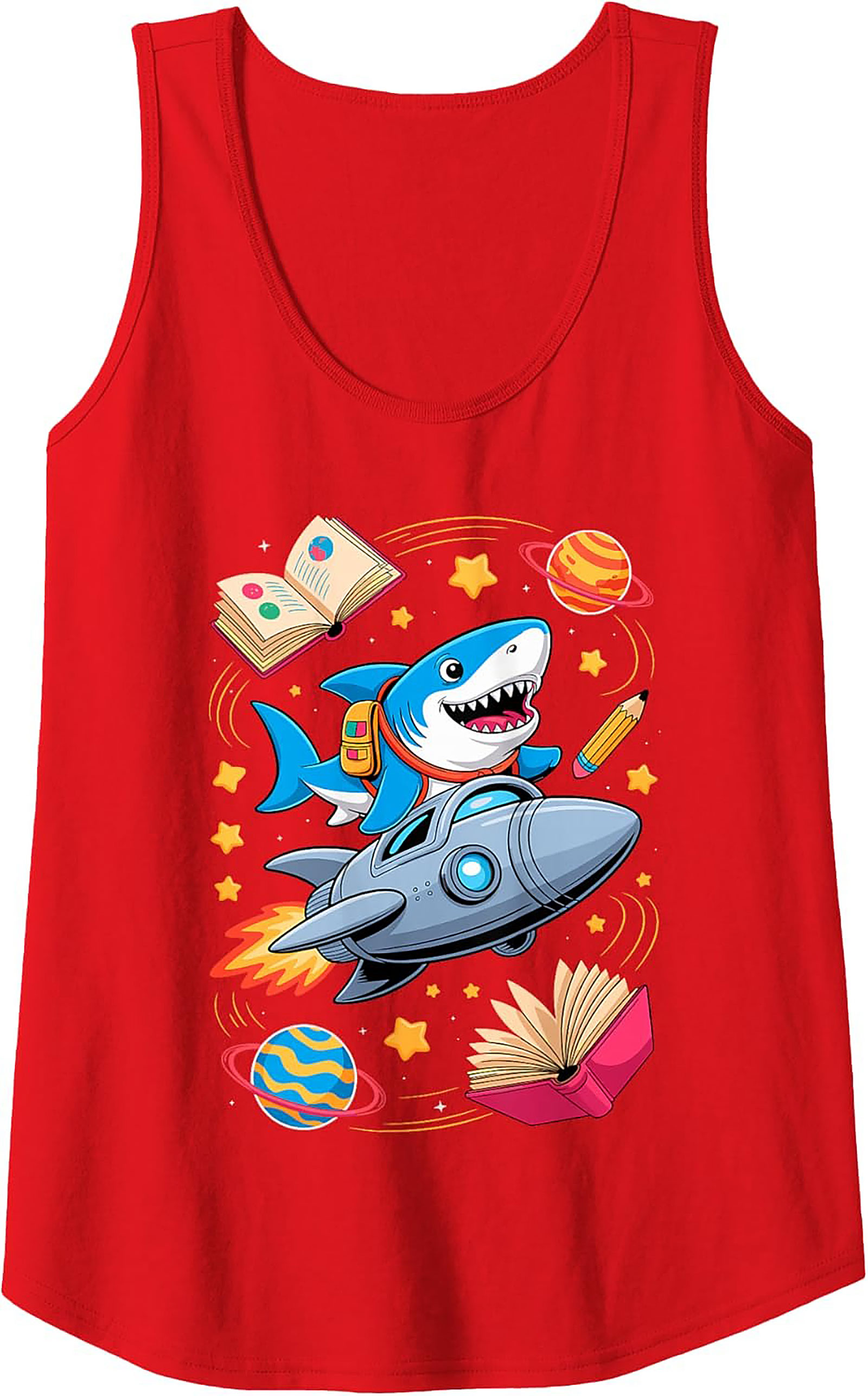 Smart Shark Astronaut Graphic Tank Top – Ready for School Space Adventure