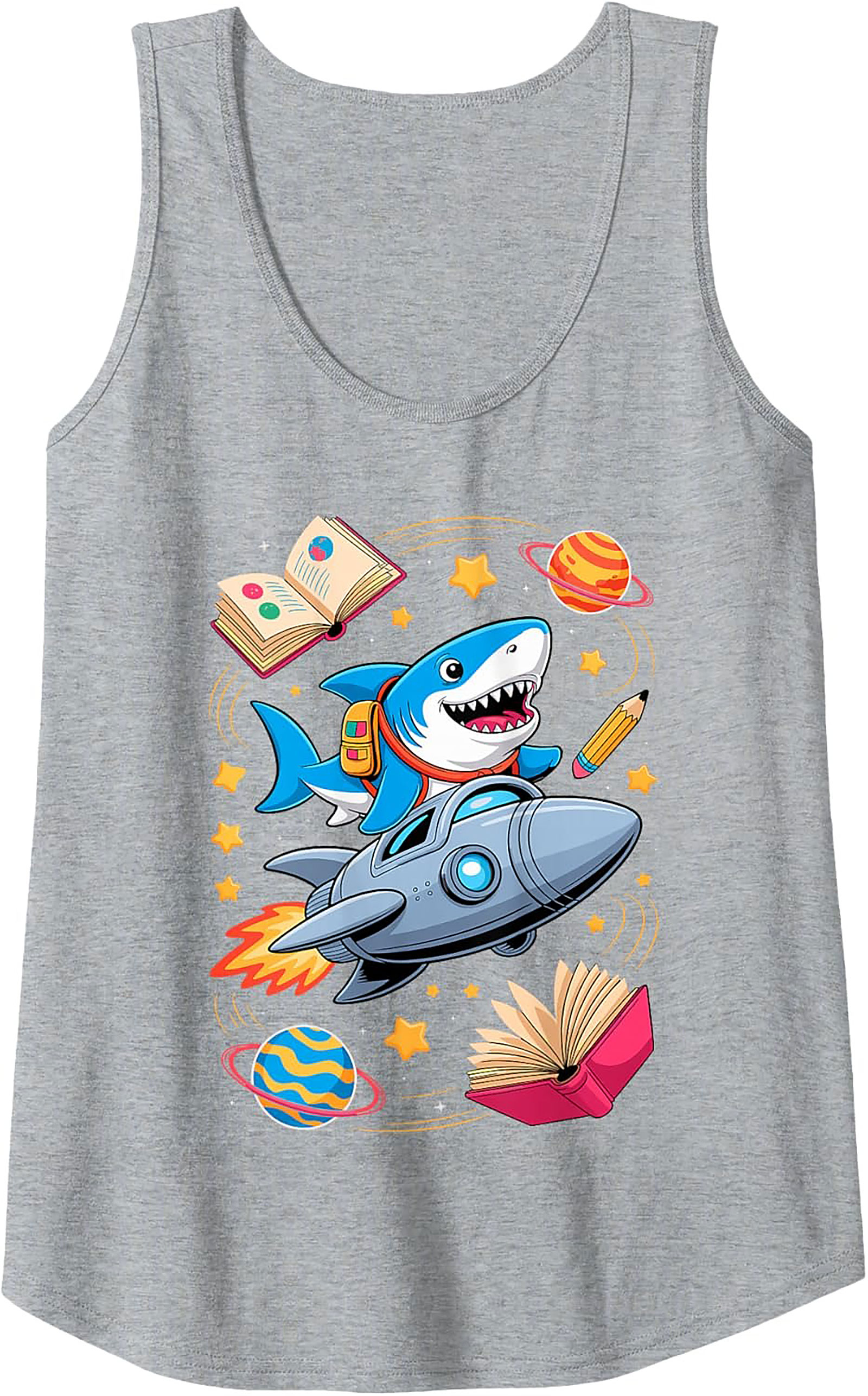 Smart Shark Astronaut Graphic Tank Top – Ready for School Space Adventure