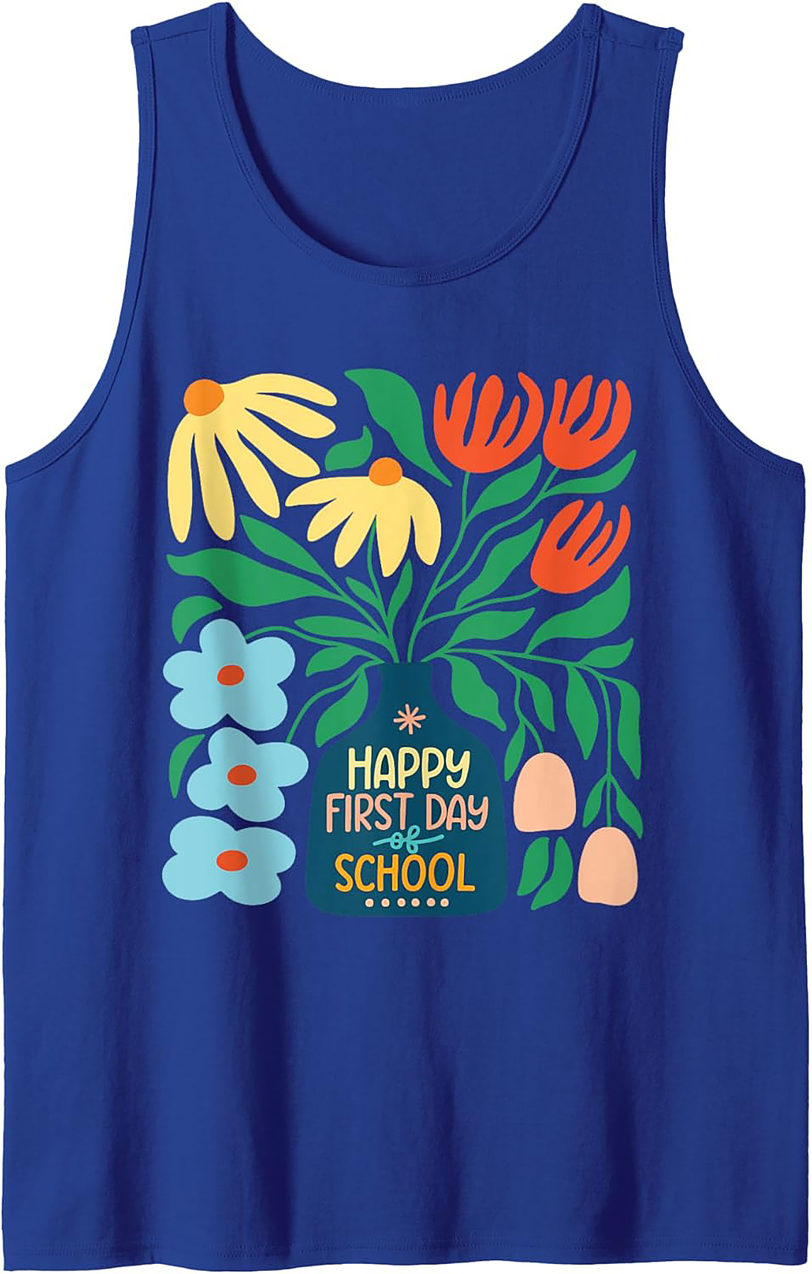 Happy First Day of School Tank Top | Retro Floral Teacher Graphic Tank