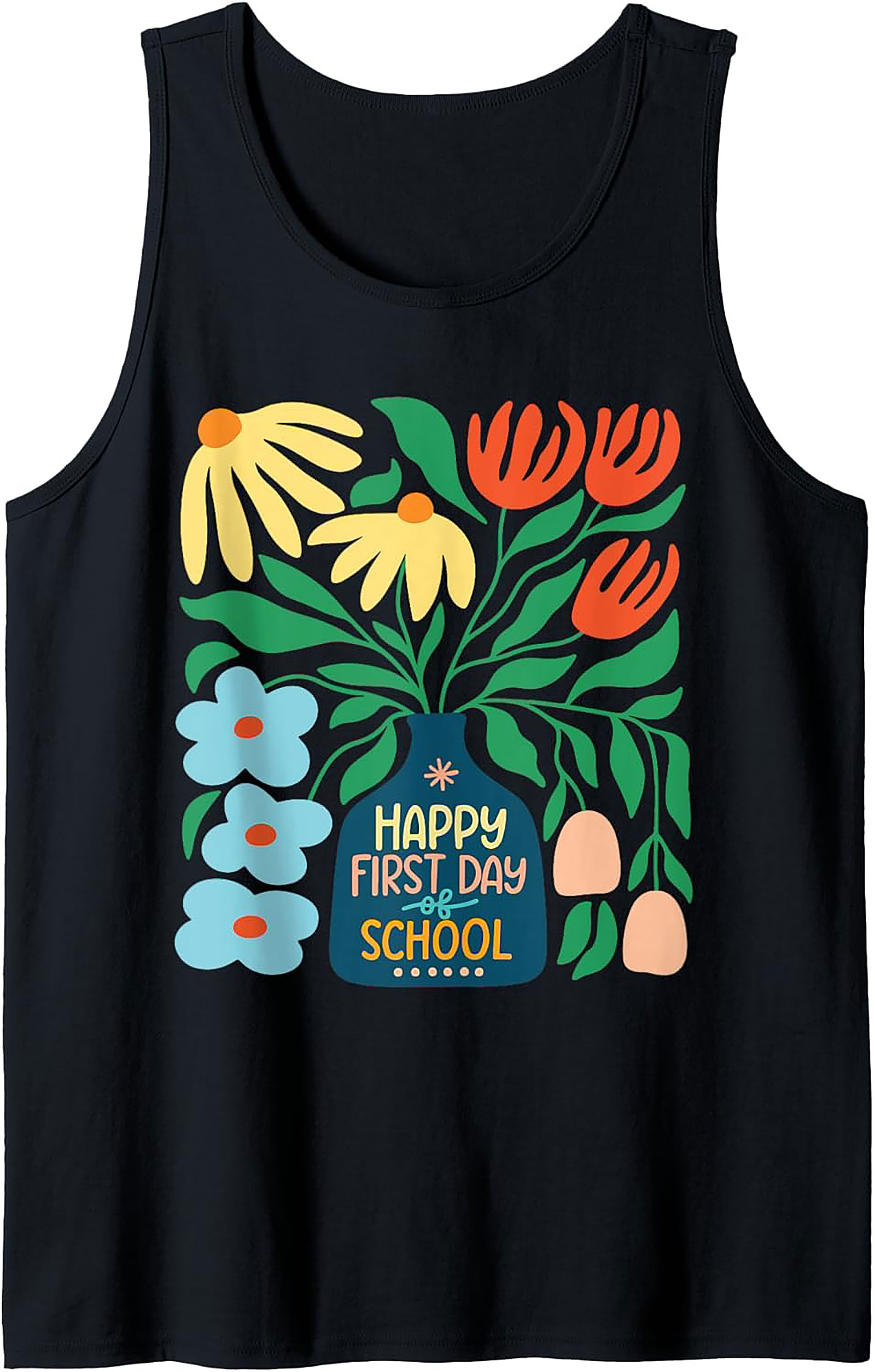 Happy First Day of School Tank Top | Retro Floral Teacher Graphic Tank