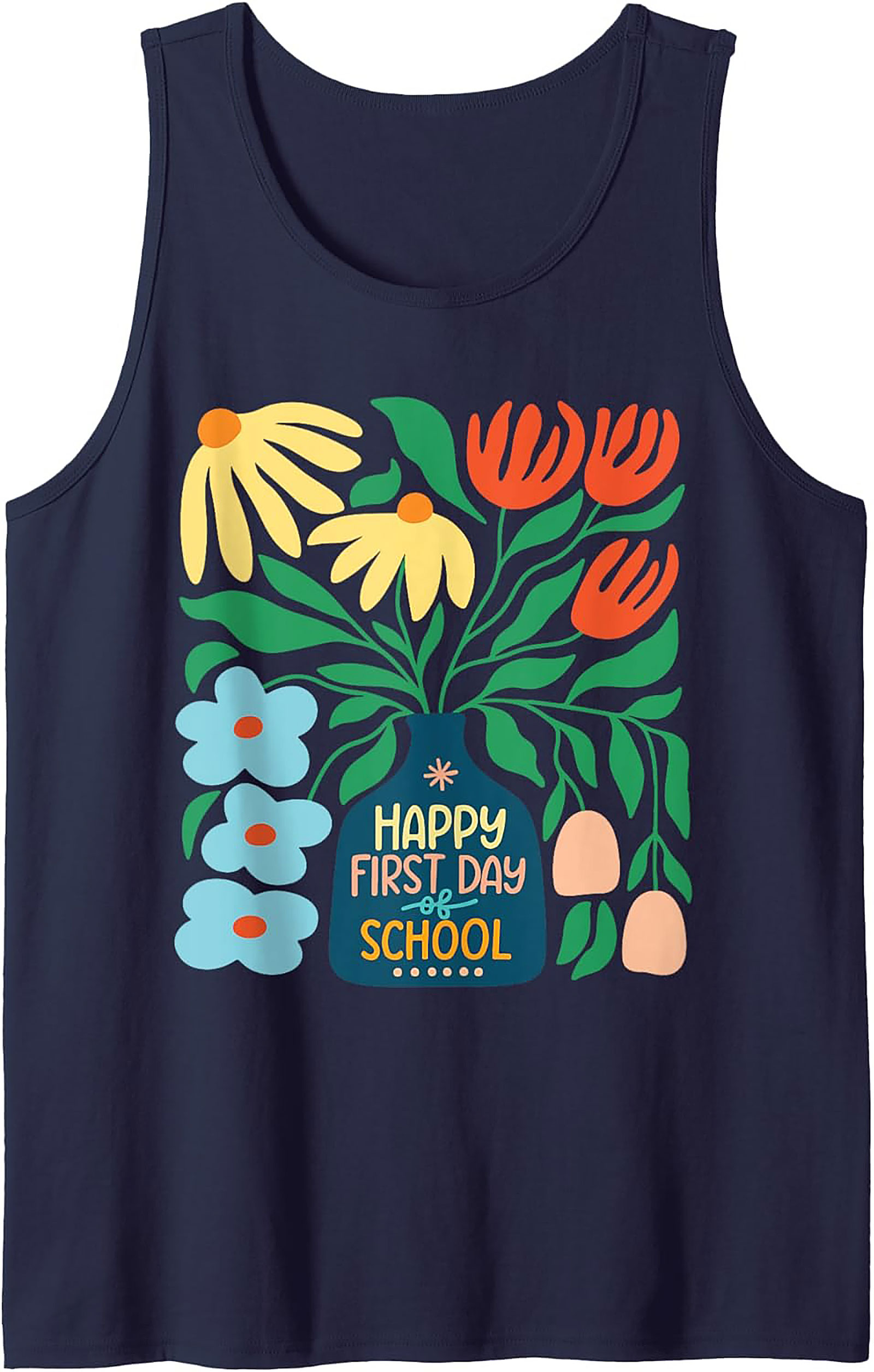 Happy First Day of School Tank Top | Retro Floral Teacher Graphic Tank