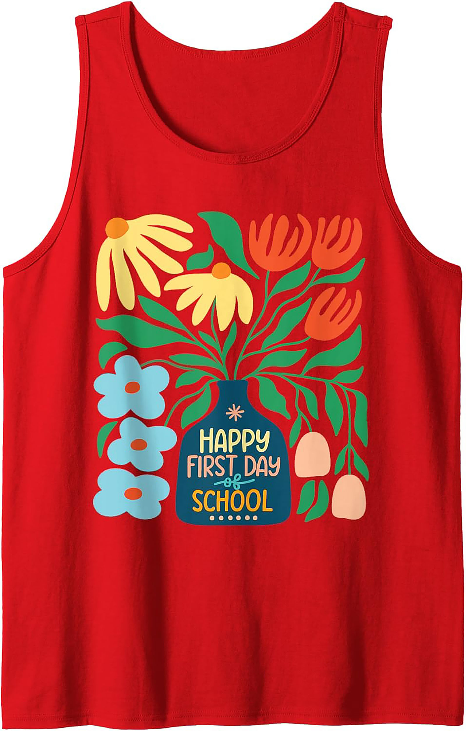 Happy First Day of School Tank Top | Retro Floral Teacher Graphic Tank