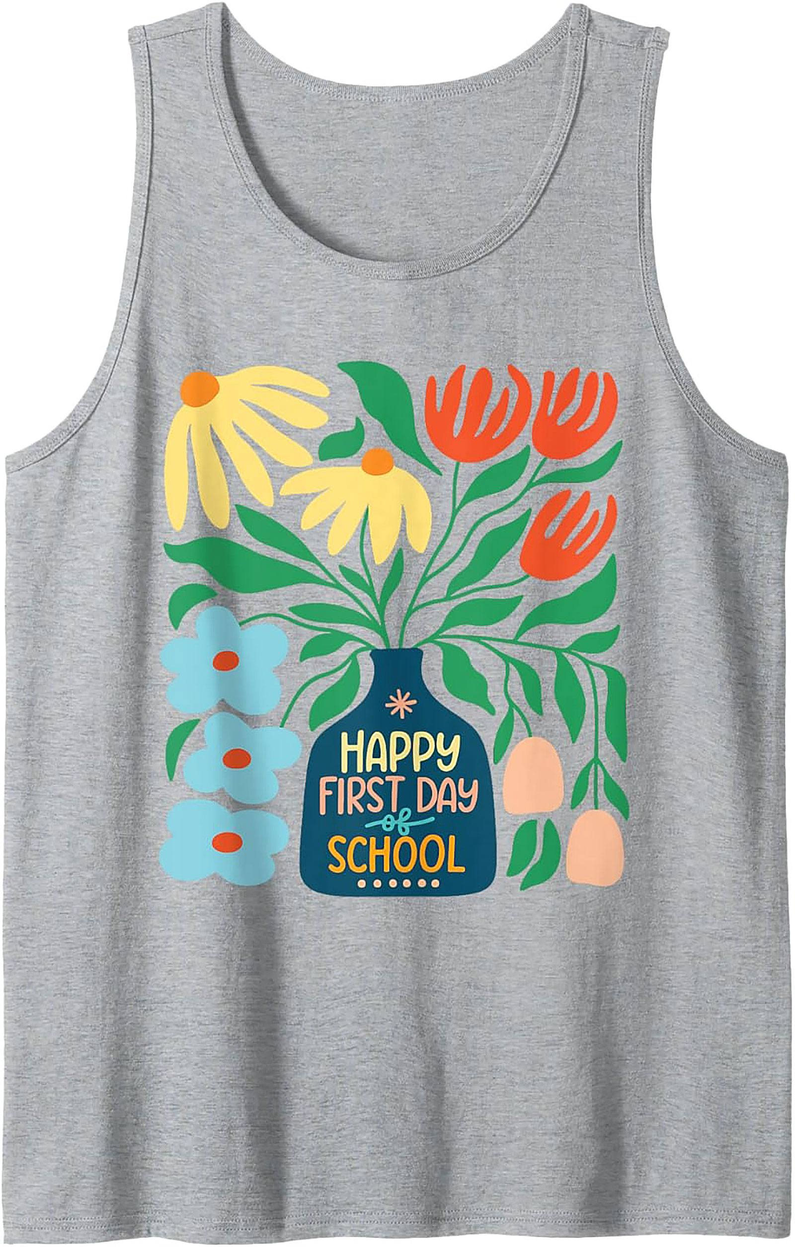 Happy First Day of School Tank Top | Retro Floral Teacher Graphic Tank