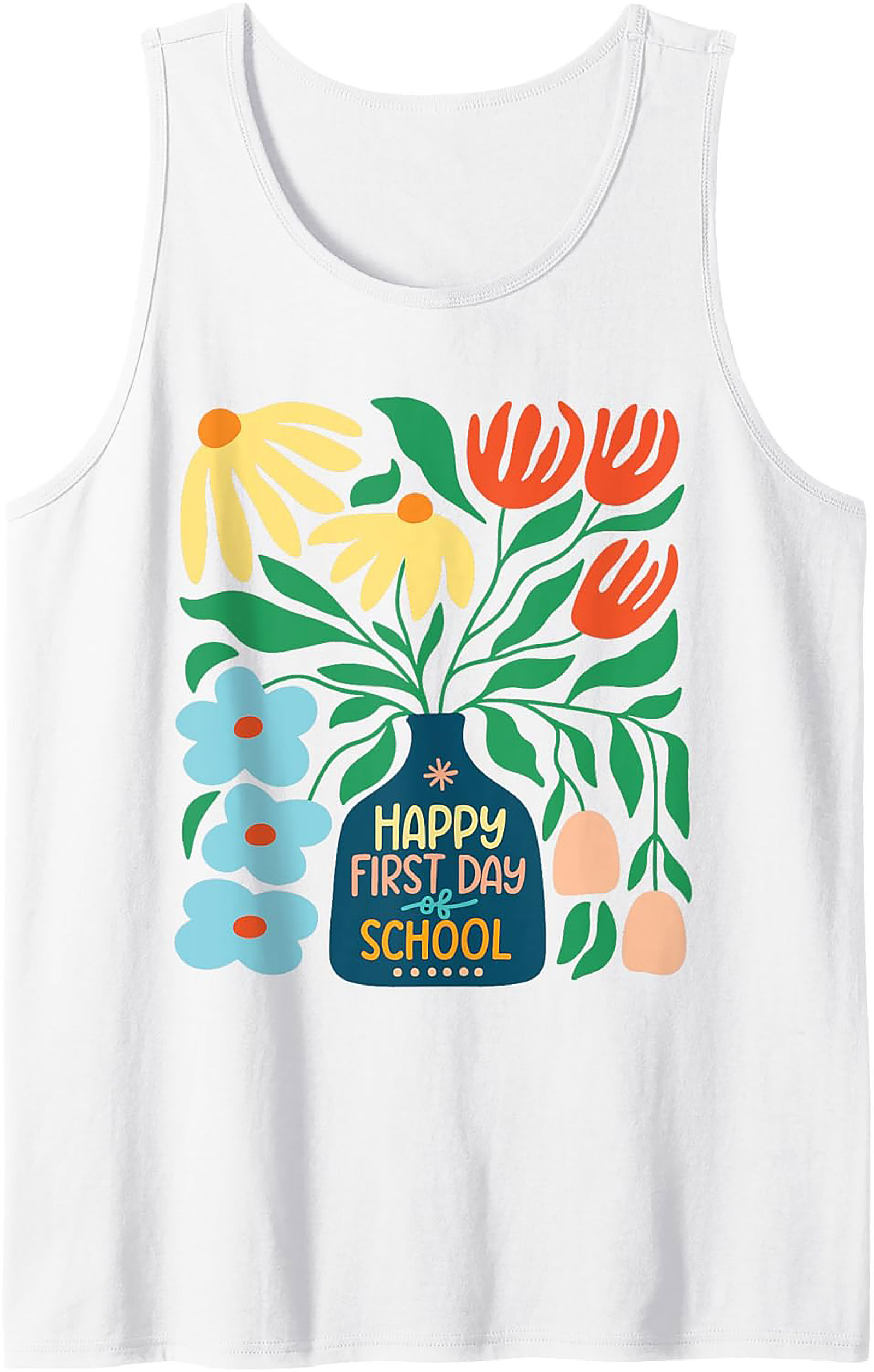 Happy First Day of School Tank Top | Retro Floral Teacher Graphic Tank