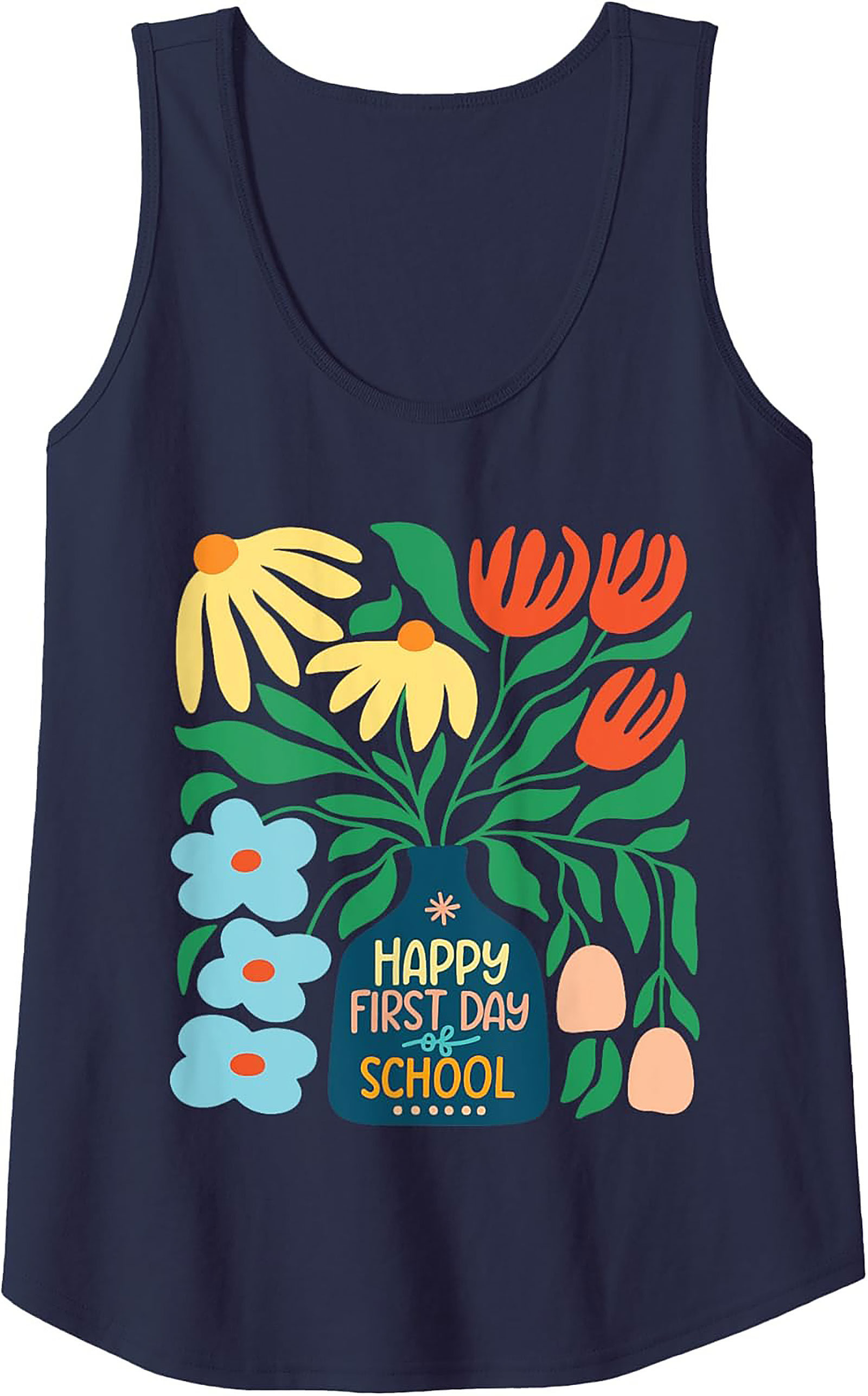 Happy First Day of School Tank Top | Retro Floral Teacher Graphic Tank