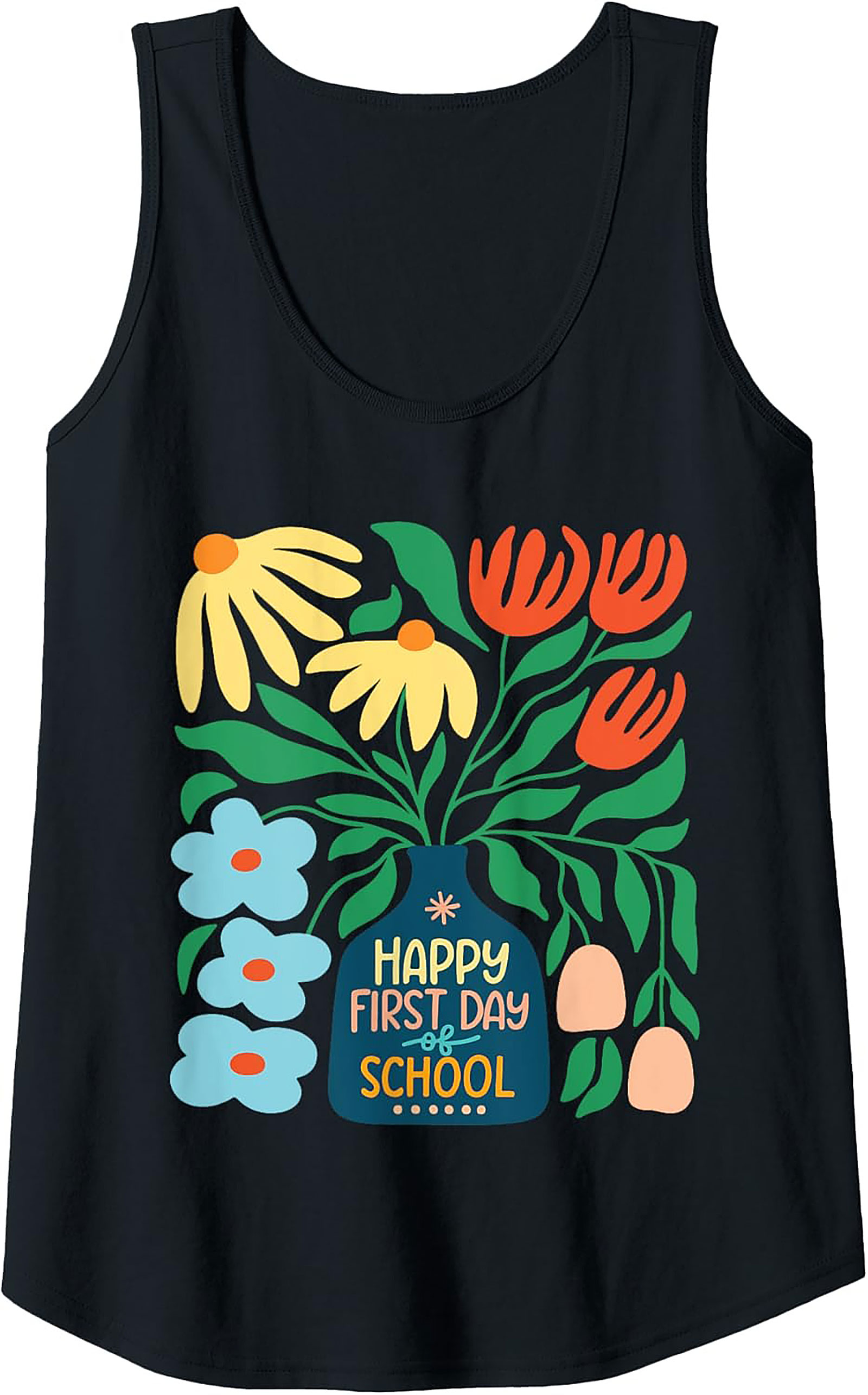 Happy First Day of School Tank Top | Retro Floral Teacher Graphic Tank