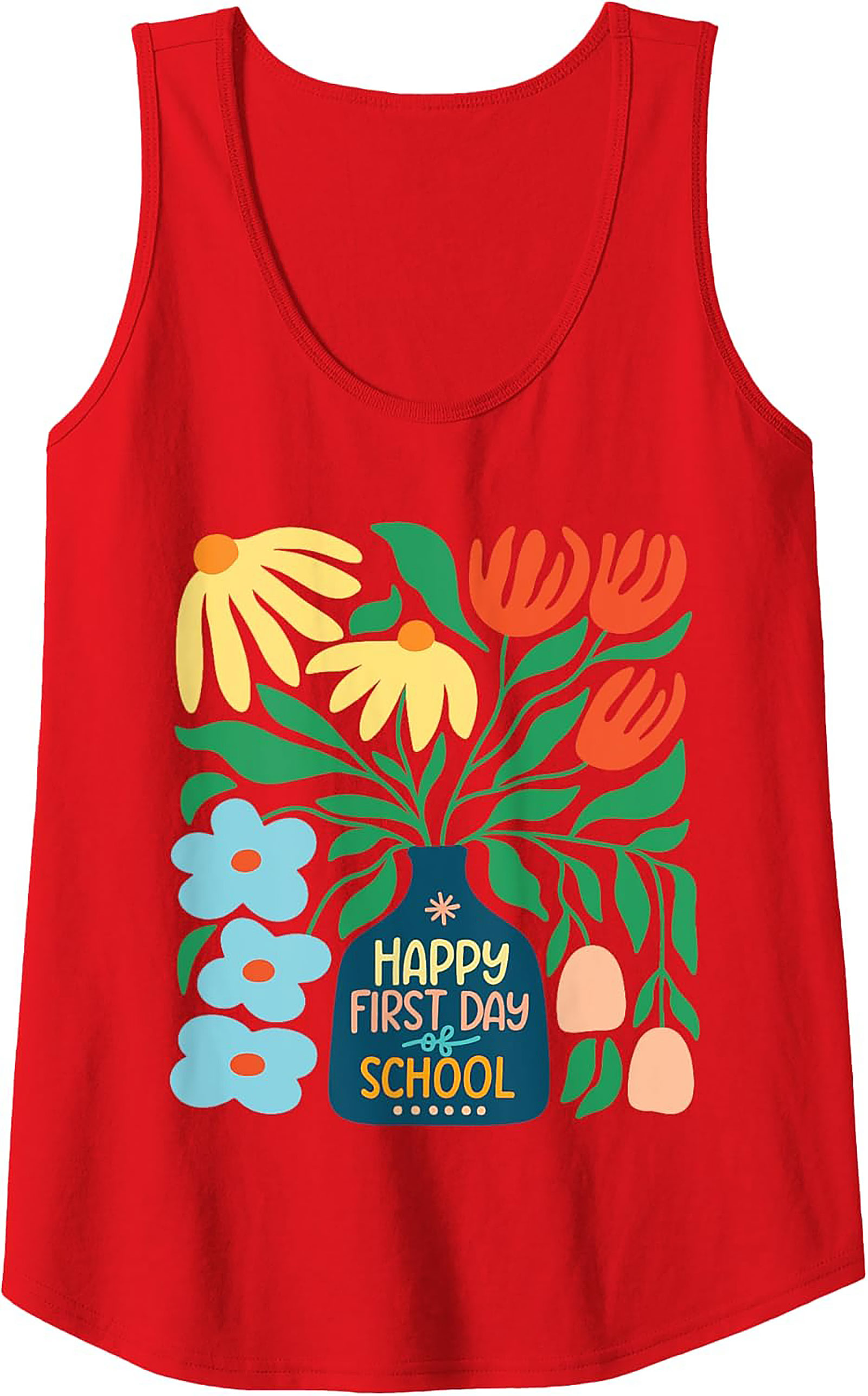 Happy First Day of School Tank Top | Retro Floral Teacher Graphic Tank