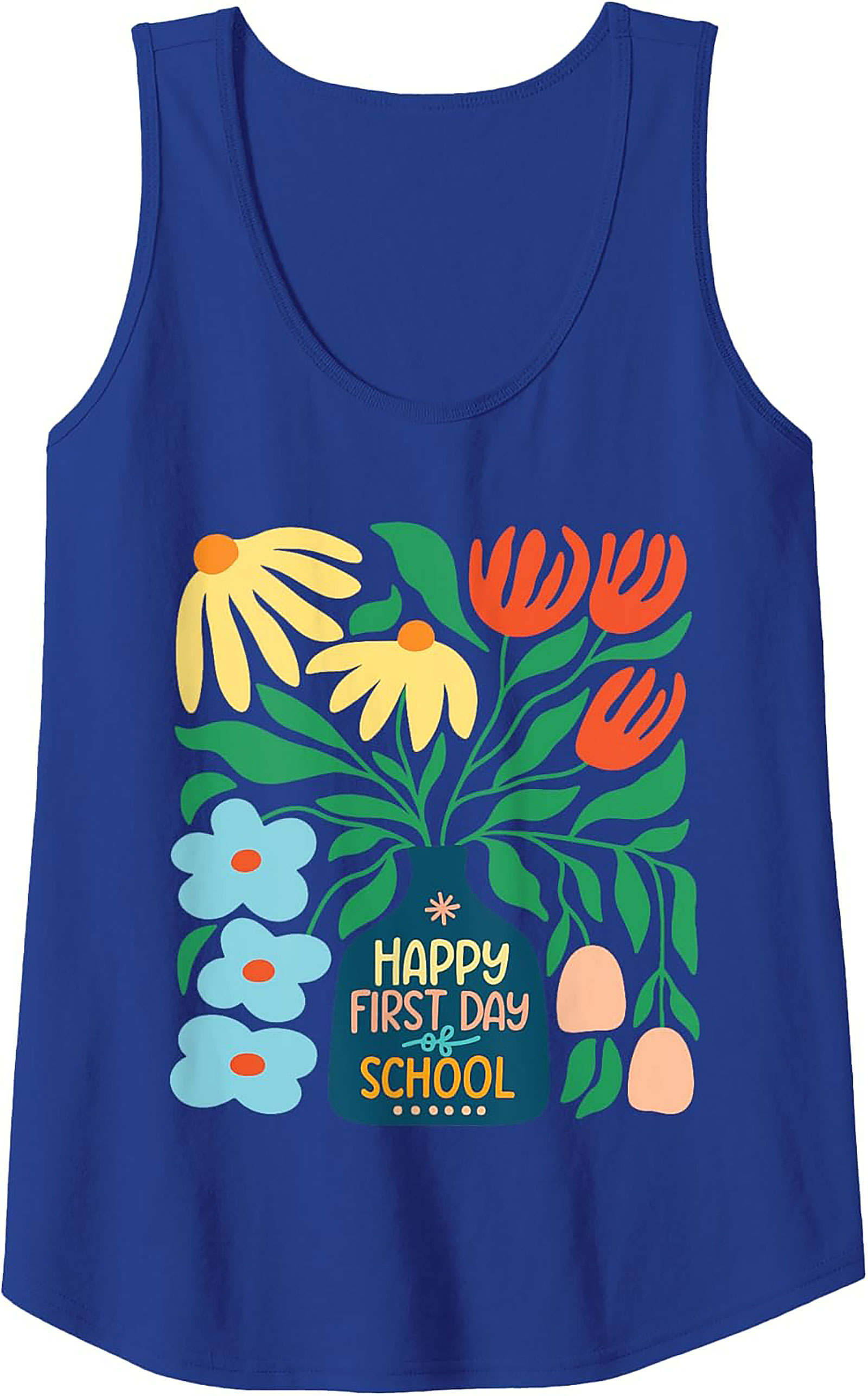 Happy First Day of School Tank Top | Retro Floral Teacher Graphic Tank