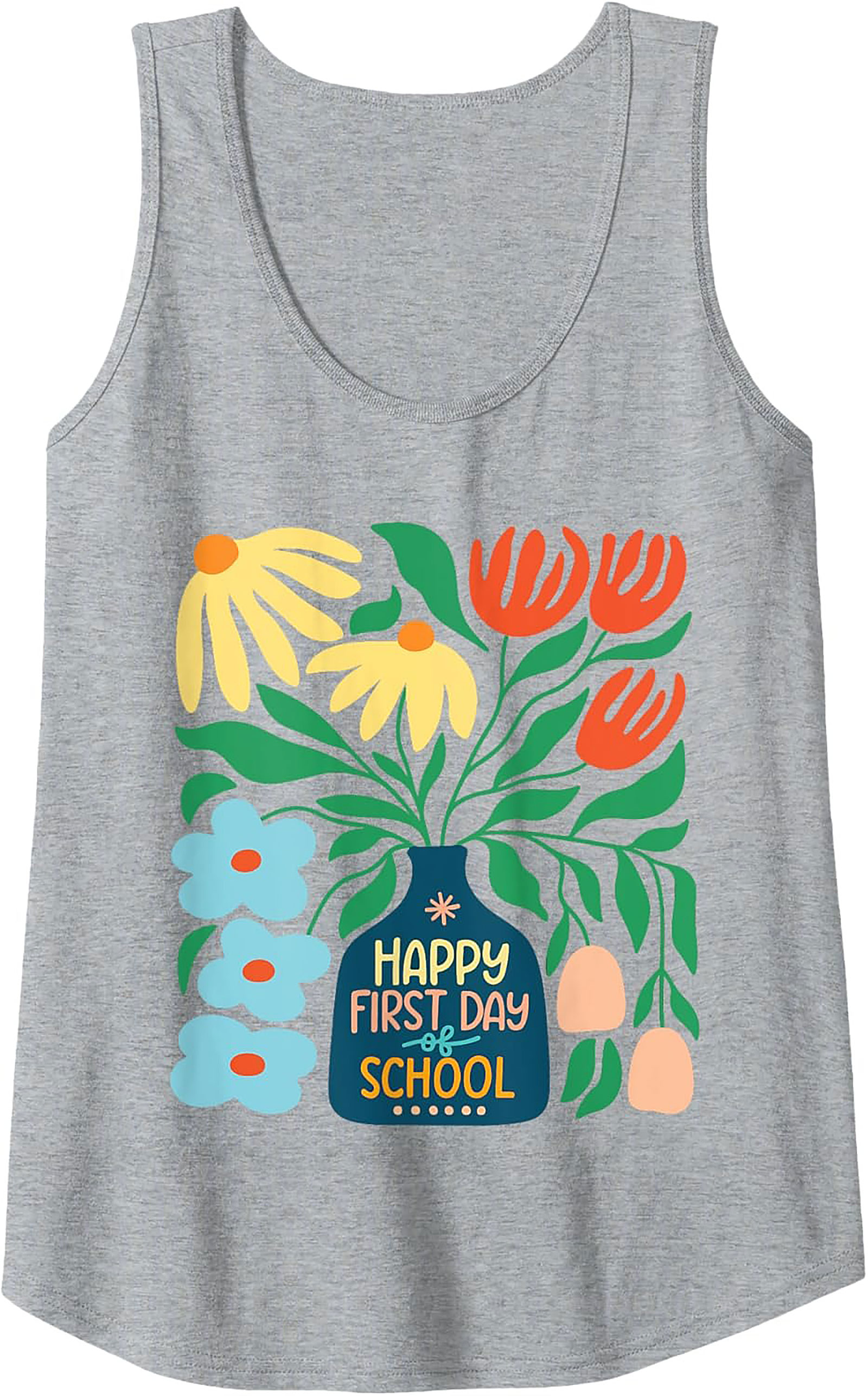 Happy First Day of School Tank Top | Retro Floral Teacher Graphic Tank