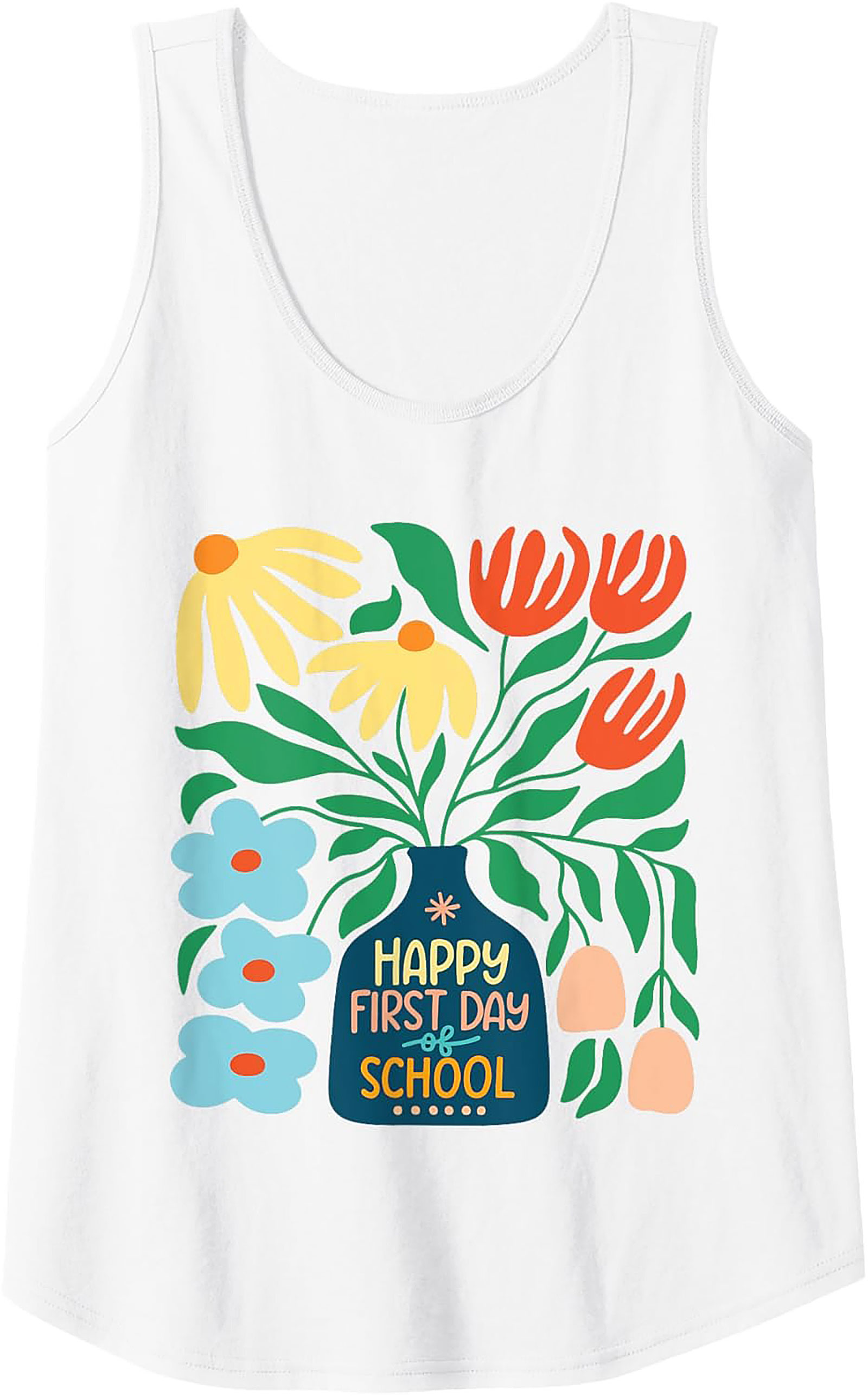 Happy First Day of School Tank Top | Retro Floral Teacher Graphic Tank