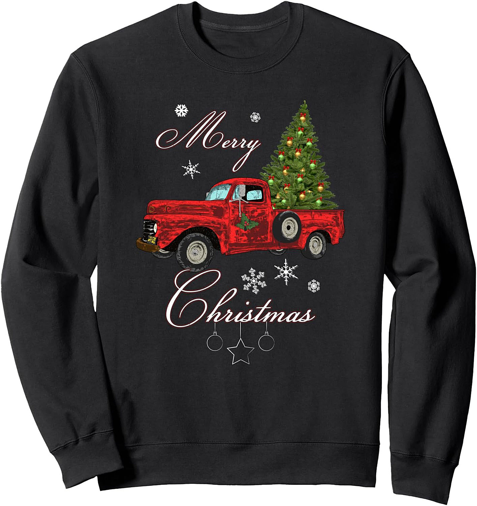 Vintage Red Truck Christmas Crewneck Sweatshirt Cozy Gift