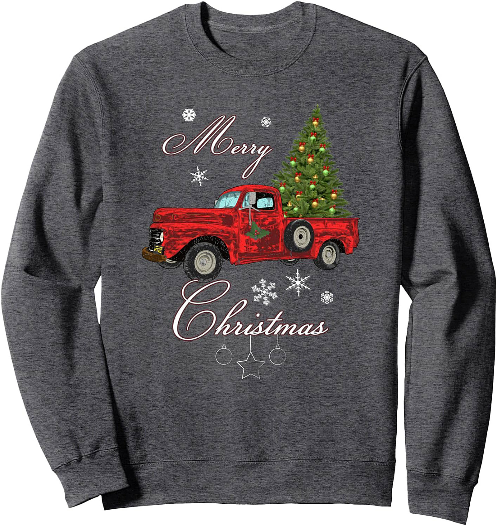 Vintage Red Truck Christmas Crewneck Sweatshirt Cozy Gift