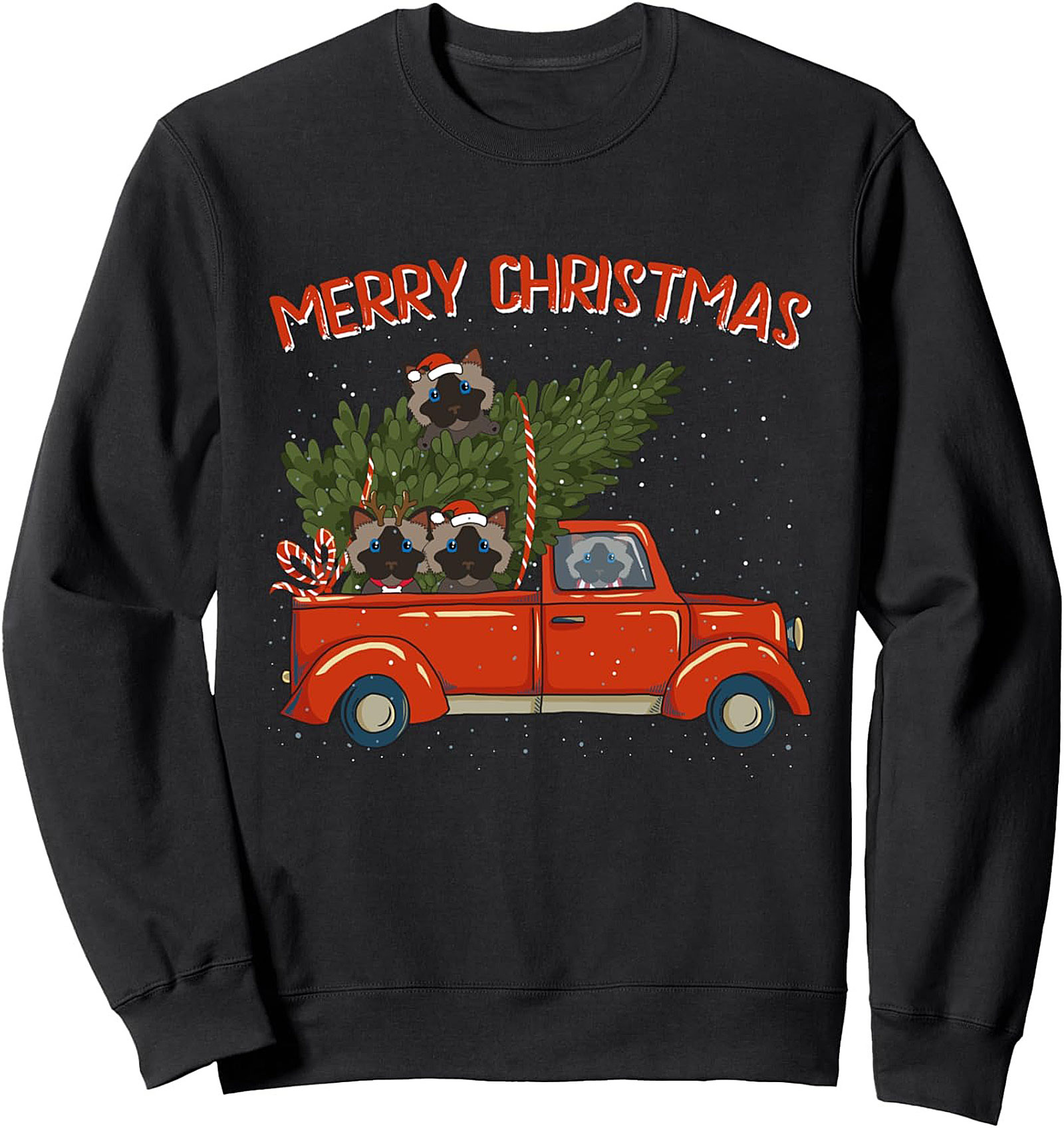 Ragdoll Cat Christmas Crewneck Sweatshirt Vintage Truck