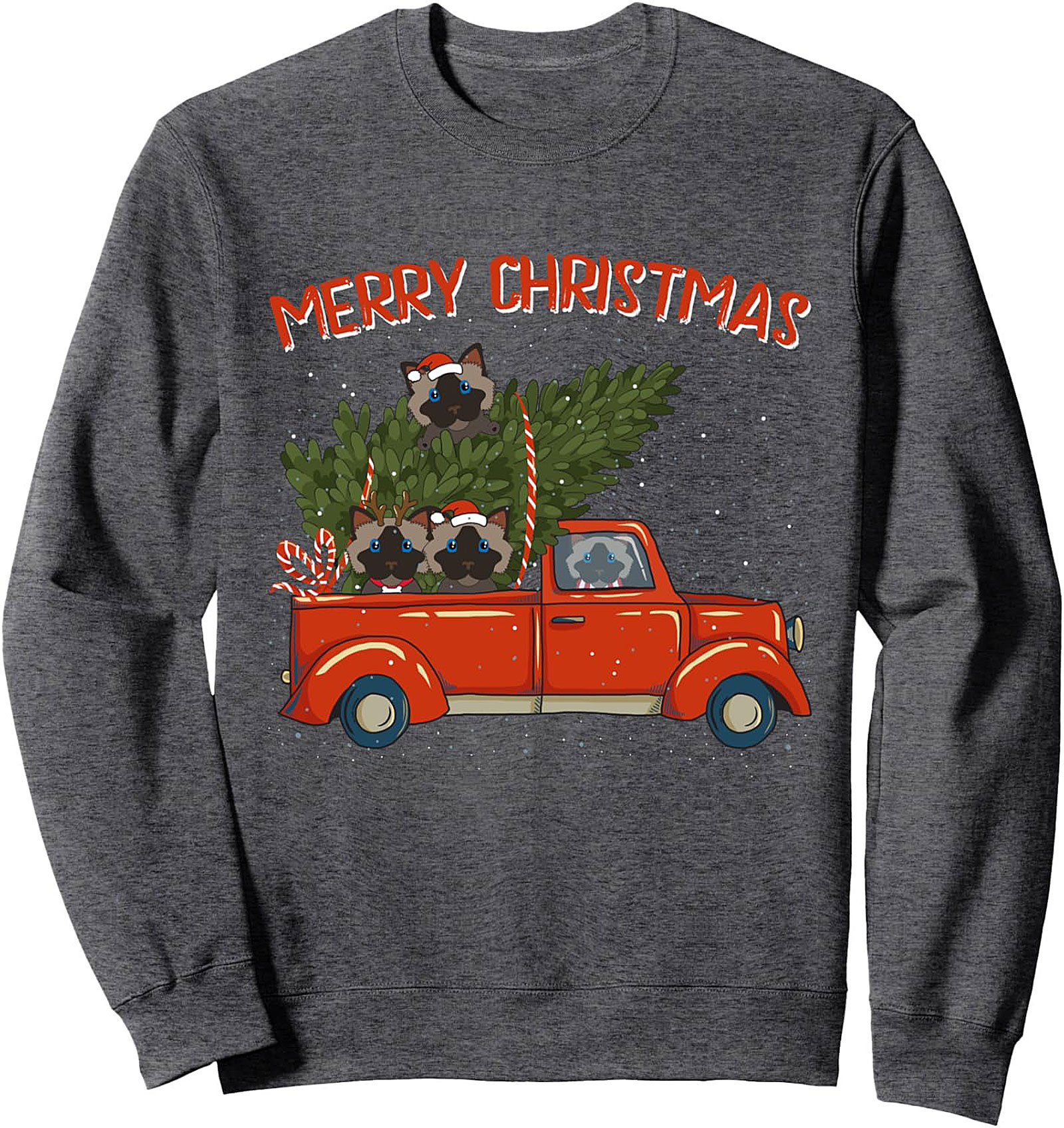 Ragdoll Cat Christmas Crewneck Sweatshirt Vintage Truck