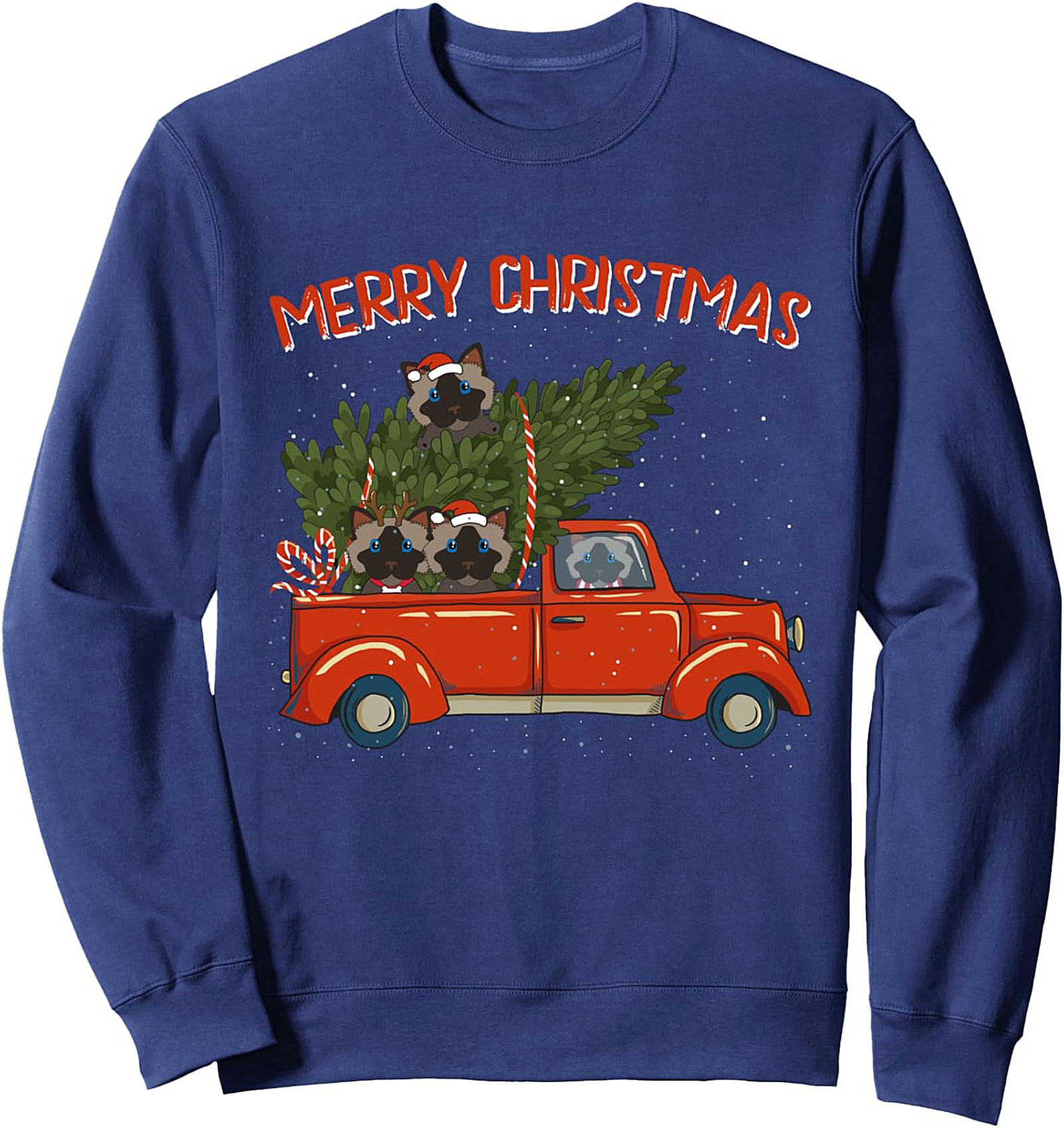 Ragdoll Cat Christmas Crewneck Sweatshirt Vintage Truck