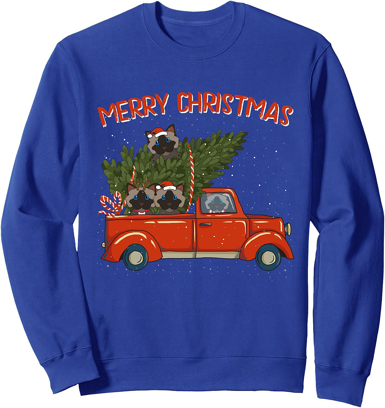 Ragdoll Cat Christmas Crewneck Sweatshirt Vintage Truck