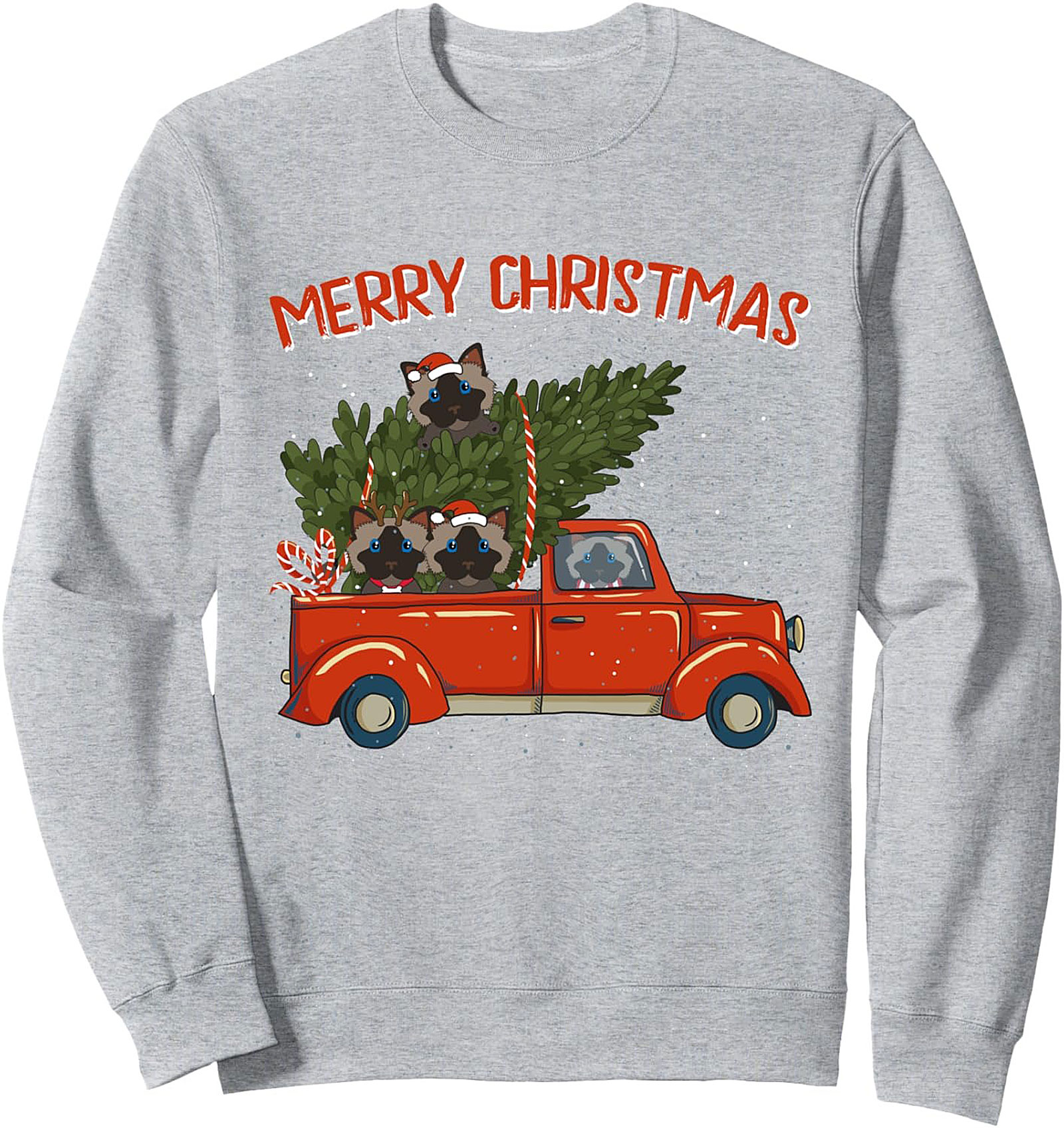 Ragdoll Cat Christmas Crewneck Sweatshirt Vintage Truck